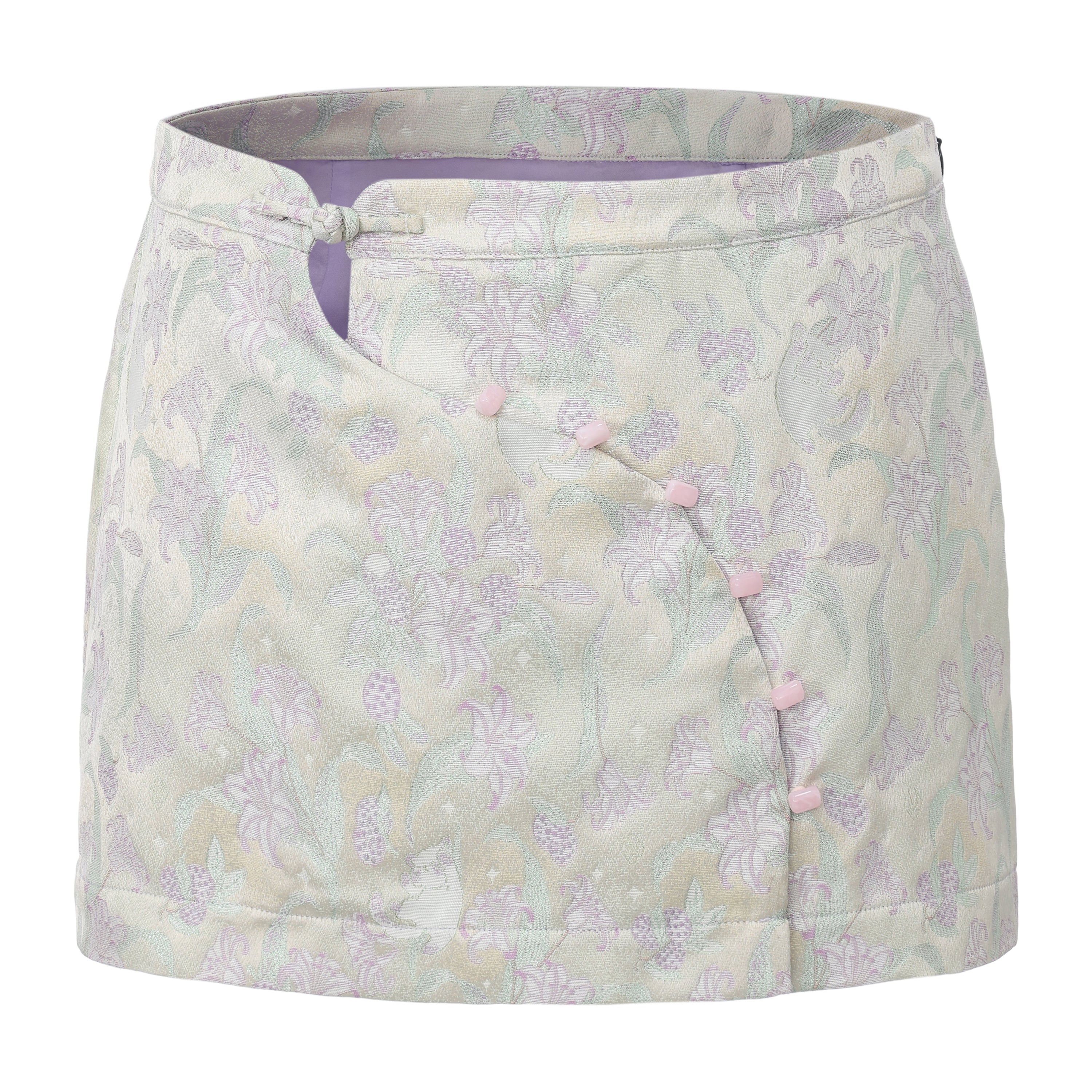 Zhen Side Button Mini Skirt Green by DAWANG