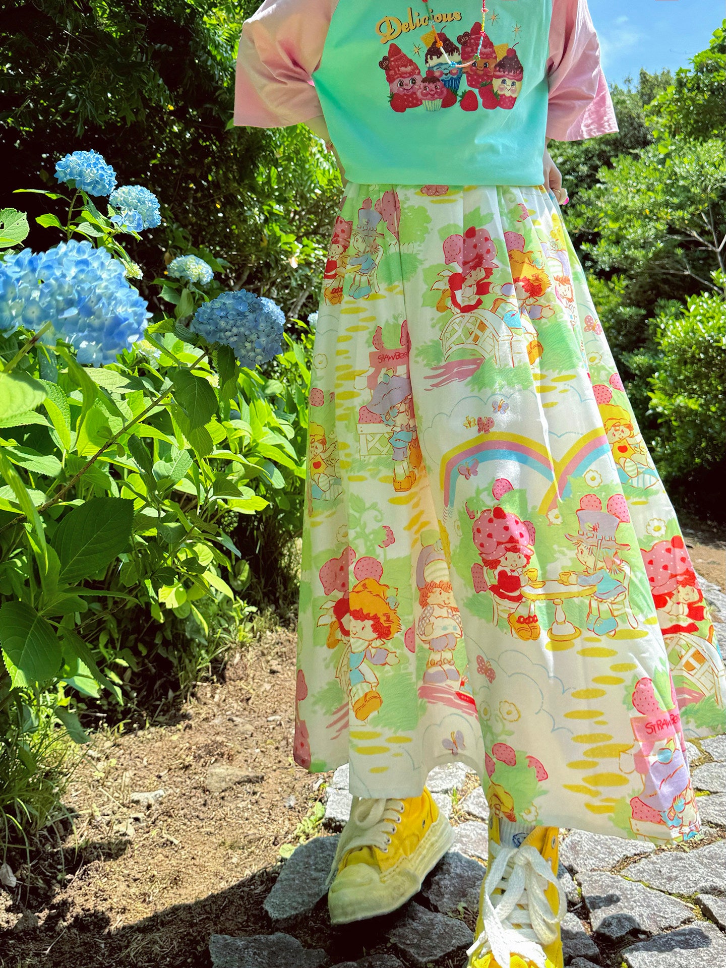 Kawaii Pleated Print Skirt - made in zzz by Land Decora