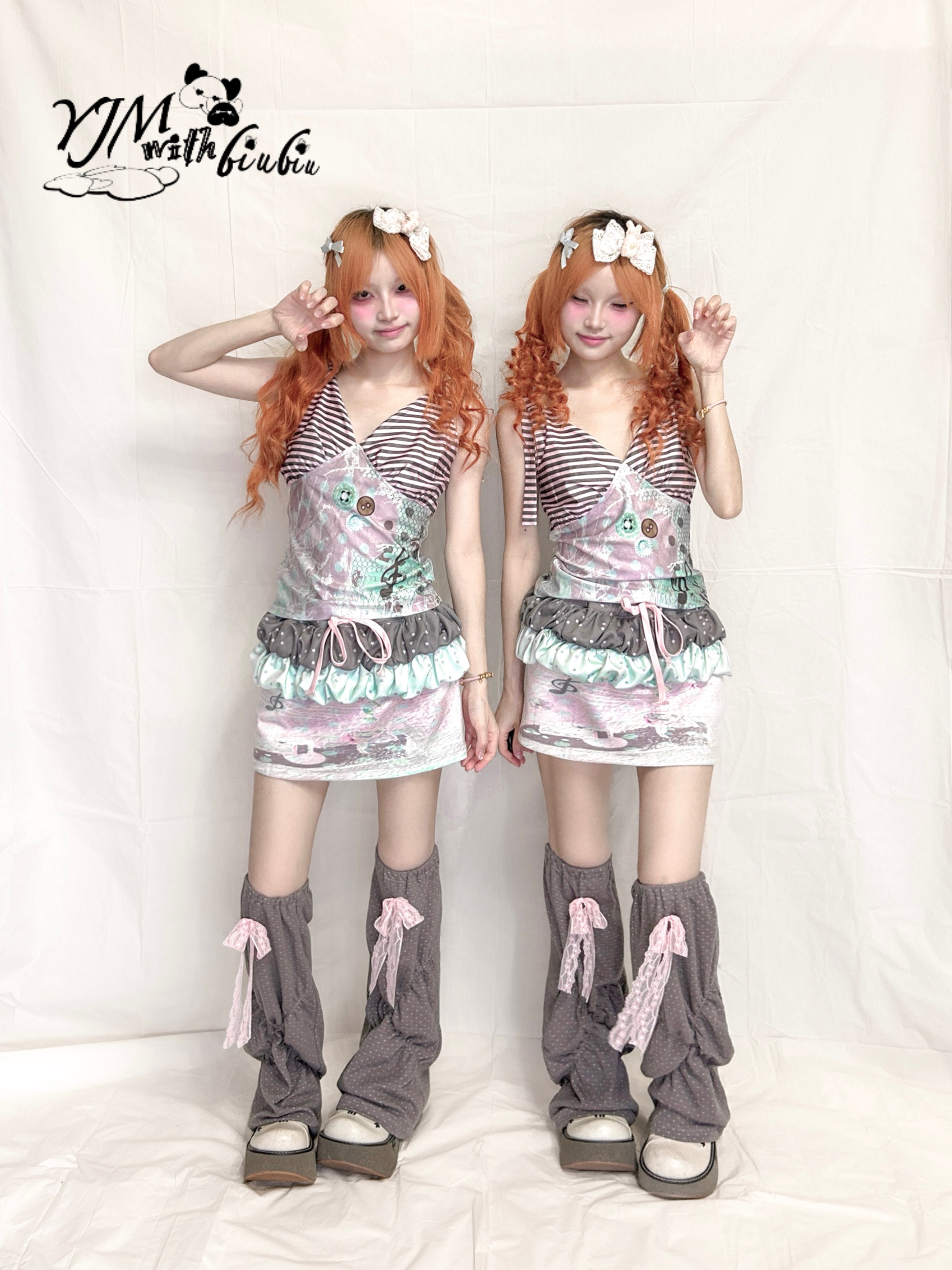 Cream Puff Skirt with 3D Floral Edge - YJM with biubiu by Land Decora