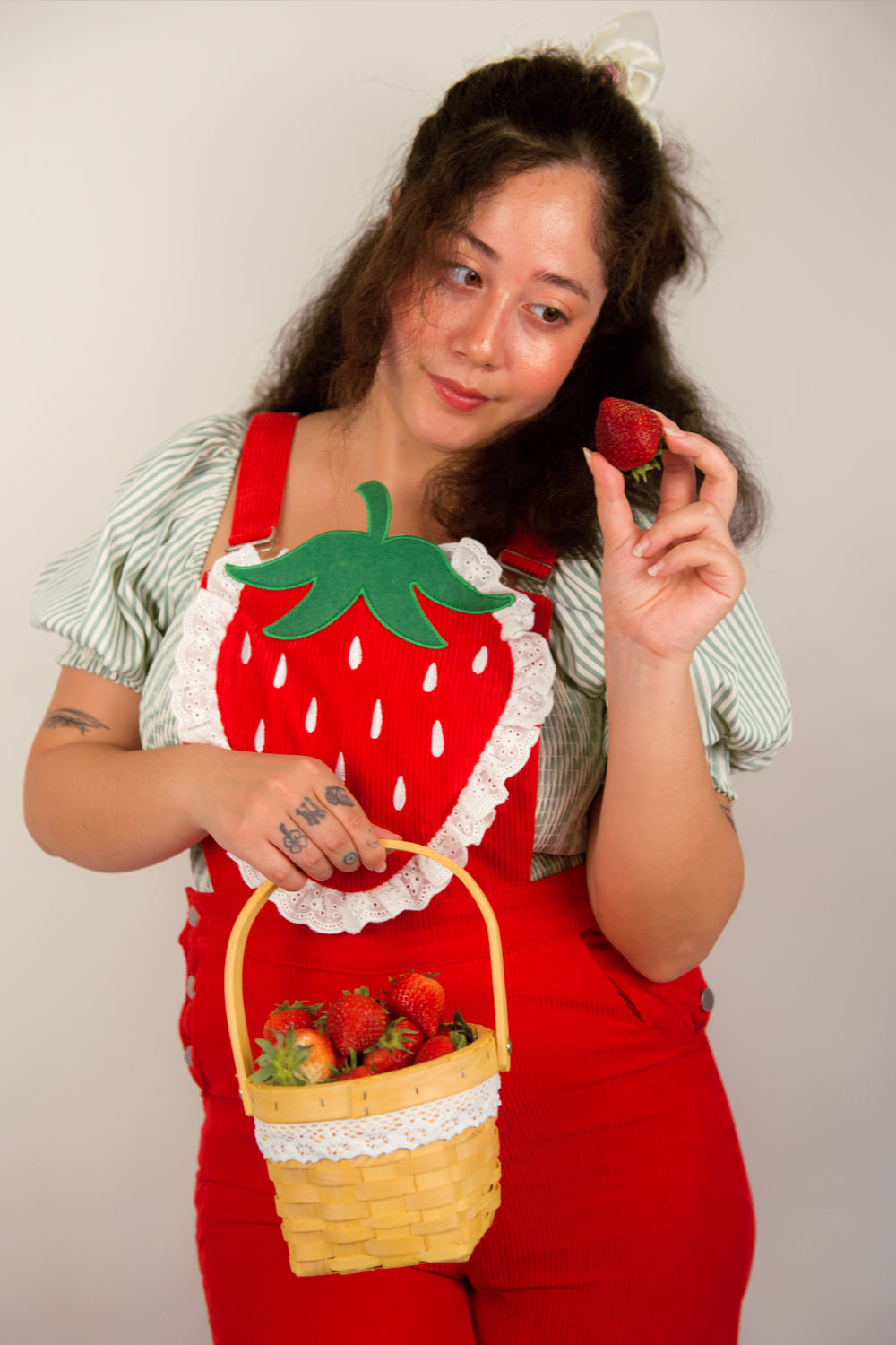 Red Strawberry Overalls by Miss Candyholic