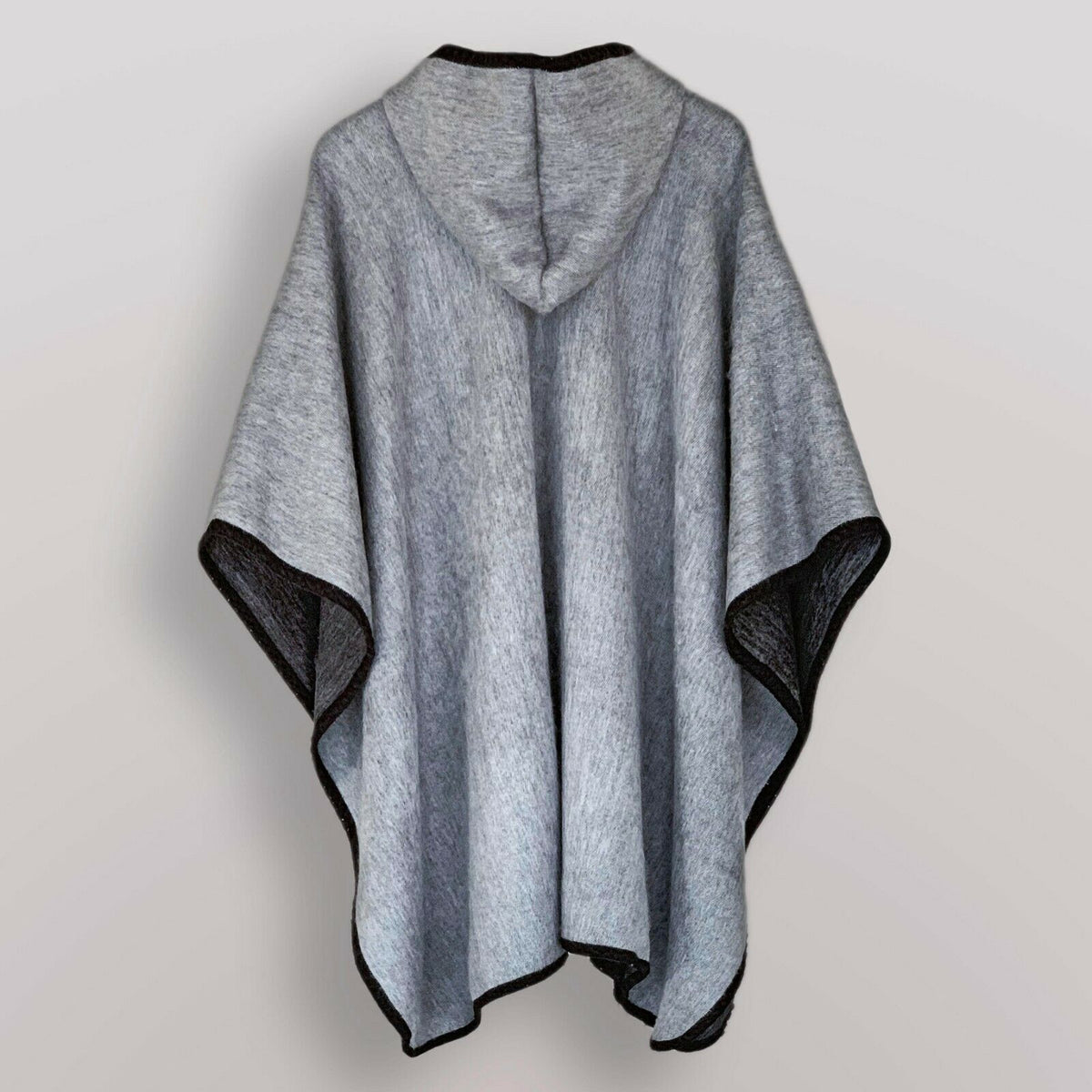 Tiukcha - Lightweight Baby Alpaca Hooded Cape Poncho - Solid Gray - Un by ECUALAMA