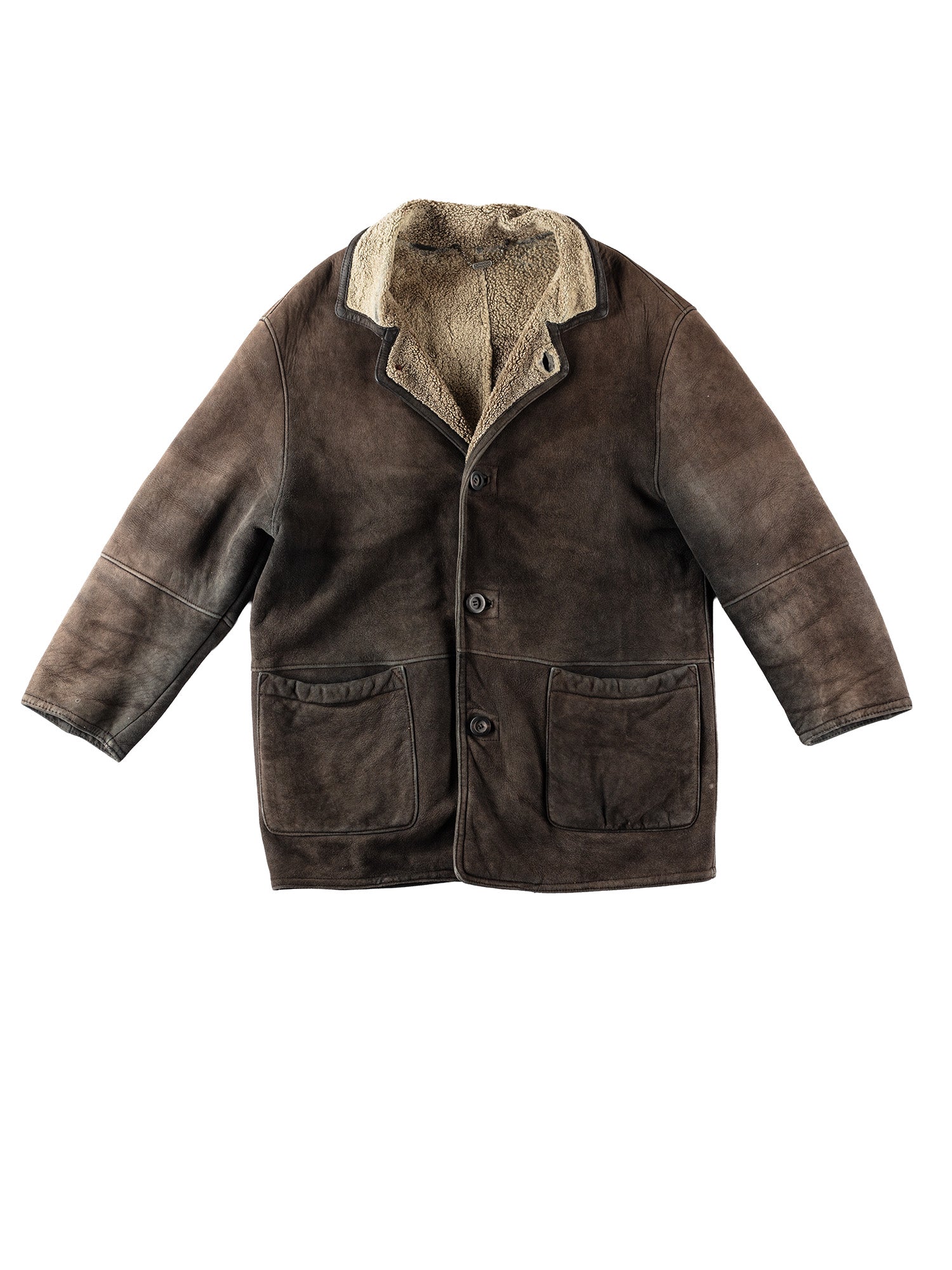 Vintage 90's Men Sheepskin Coat in Brown by Northern Grip