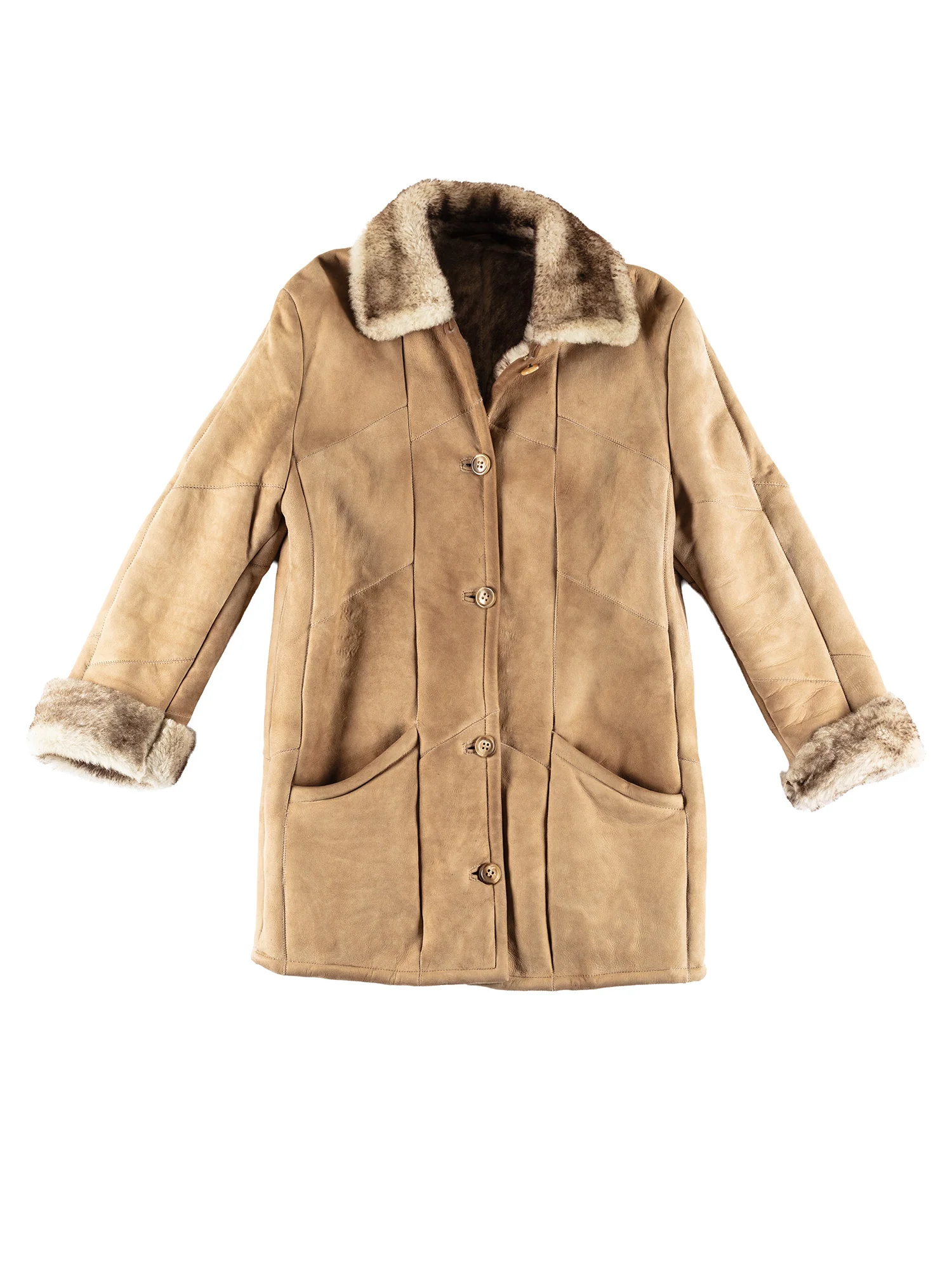 Vintage 70's Women Penny Lane Sheepskin Coat in Beige by Northern Grip
