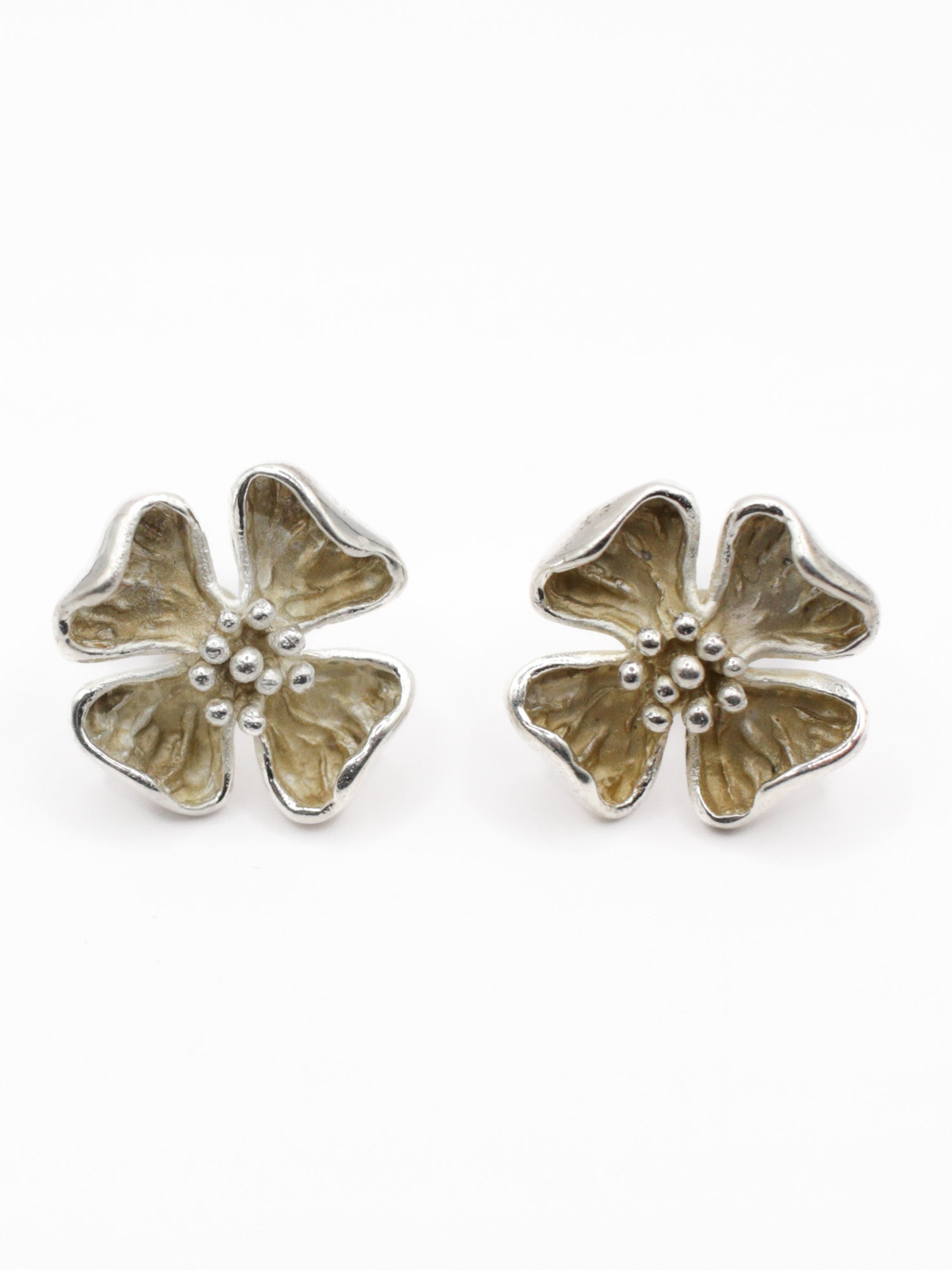 Sterling Silver Floral Stud Earrings – Dimensional Flower Design by Northern Grip