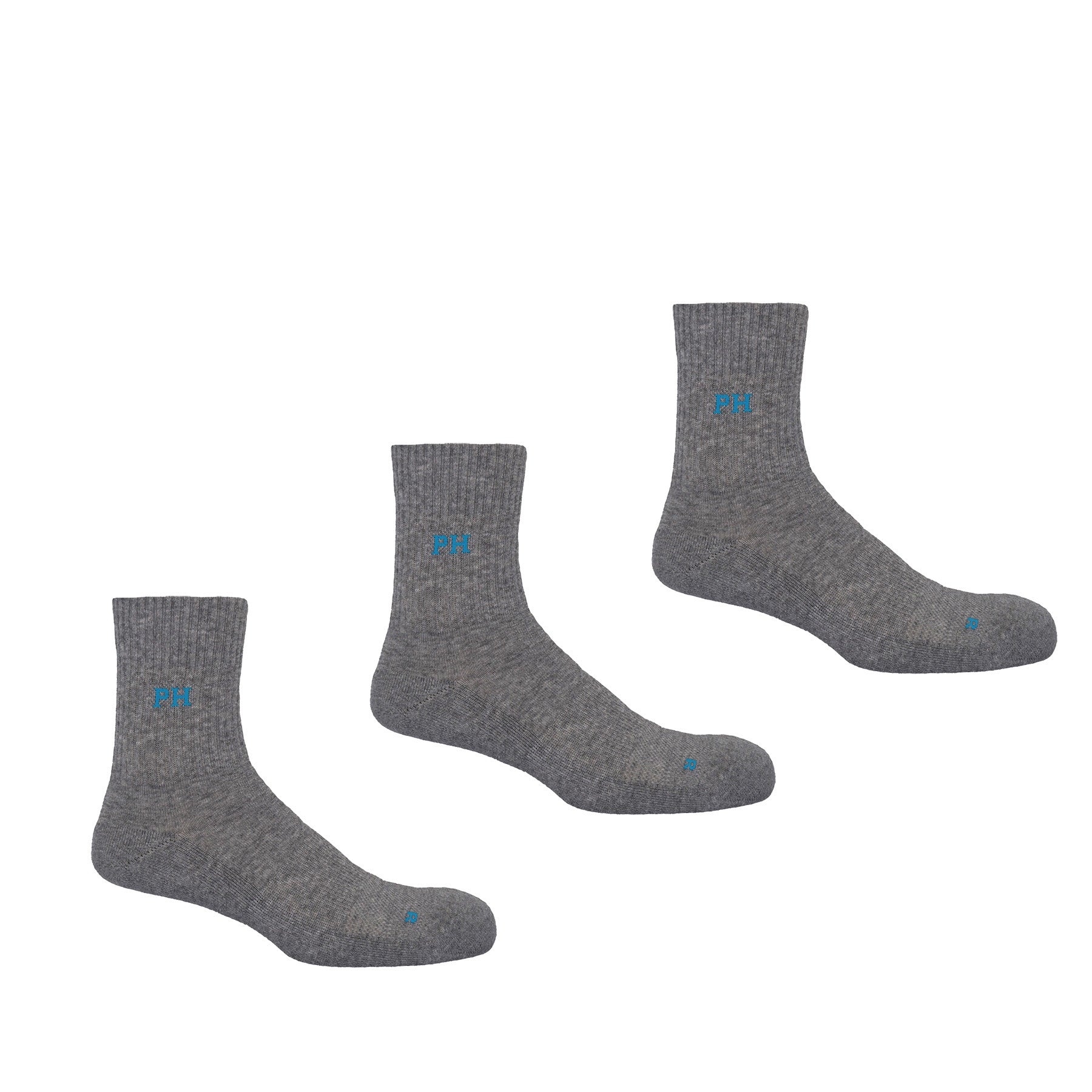 3 Pack Essential Quarter Men's Sport Socks - Grey by Peper Harow