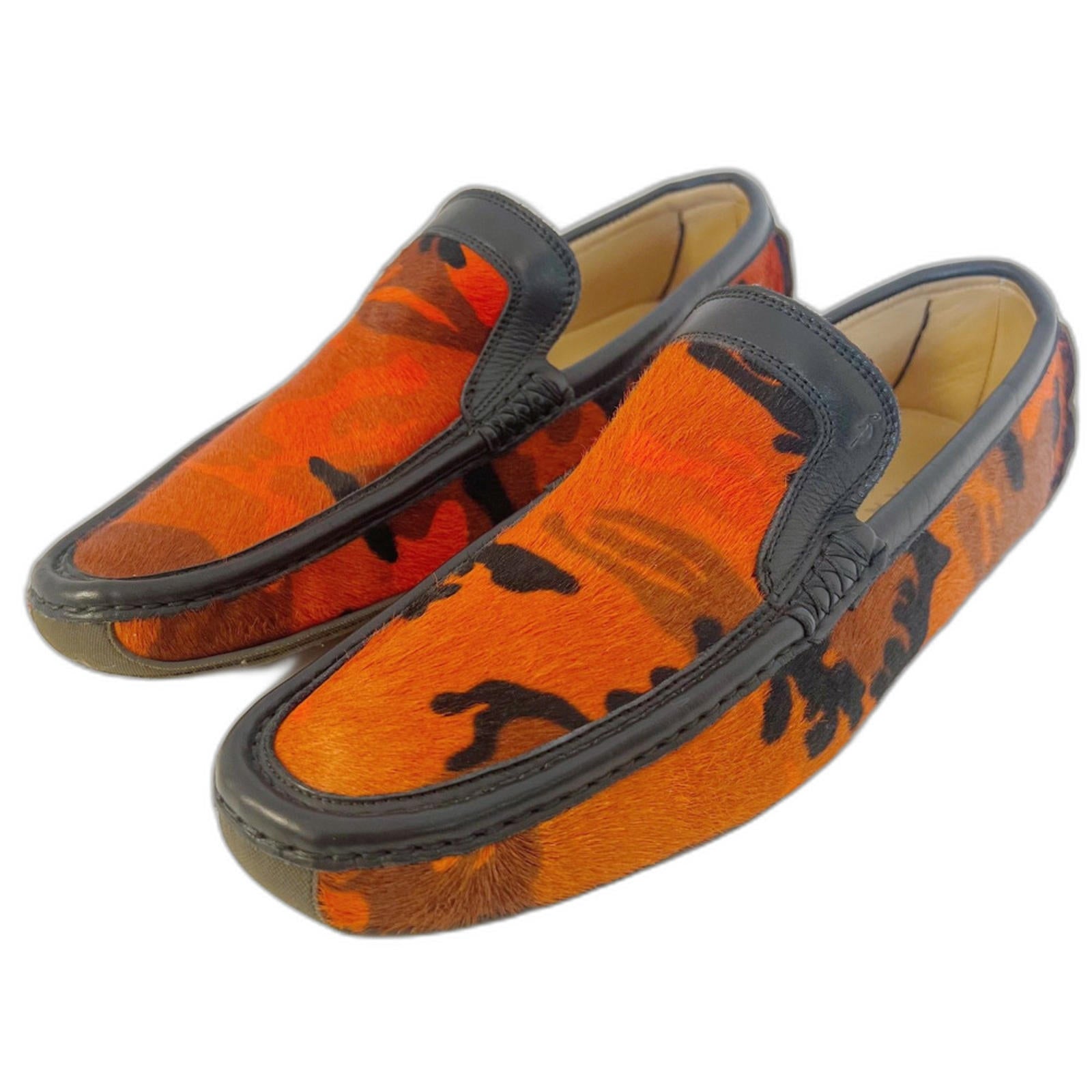 Harrys of London RARE Men's Orange Camo Calf Hair Loafers Driving Size by Hot Girl Secondhand