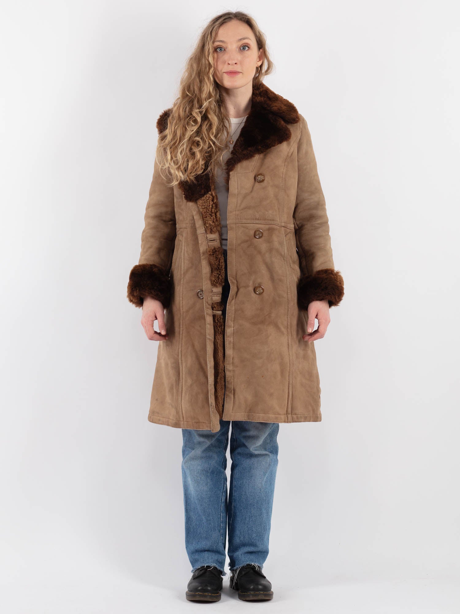 Vintage 70's Penny Lane Sheepskin Coat in Beige by Northern Grip