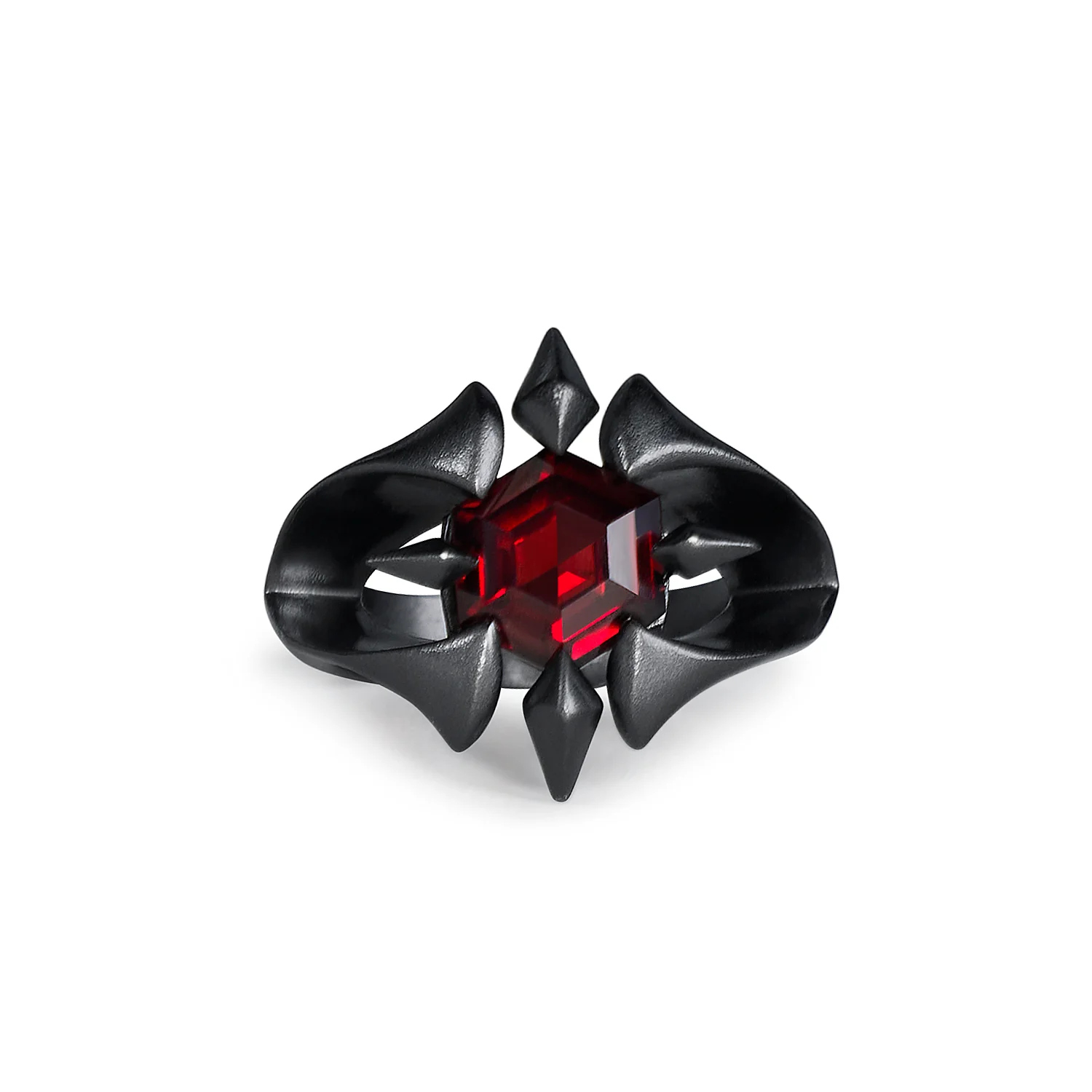 Ember Ring | Matte Black & Garnet by Outsider Artist