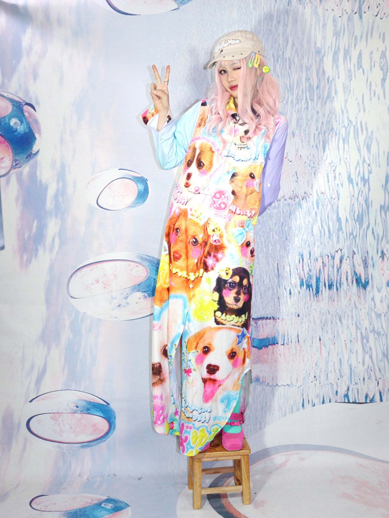 LEERROO Honey Dress | Cute Dog Print Shirt Dress by Land Decora