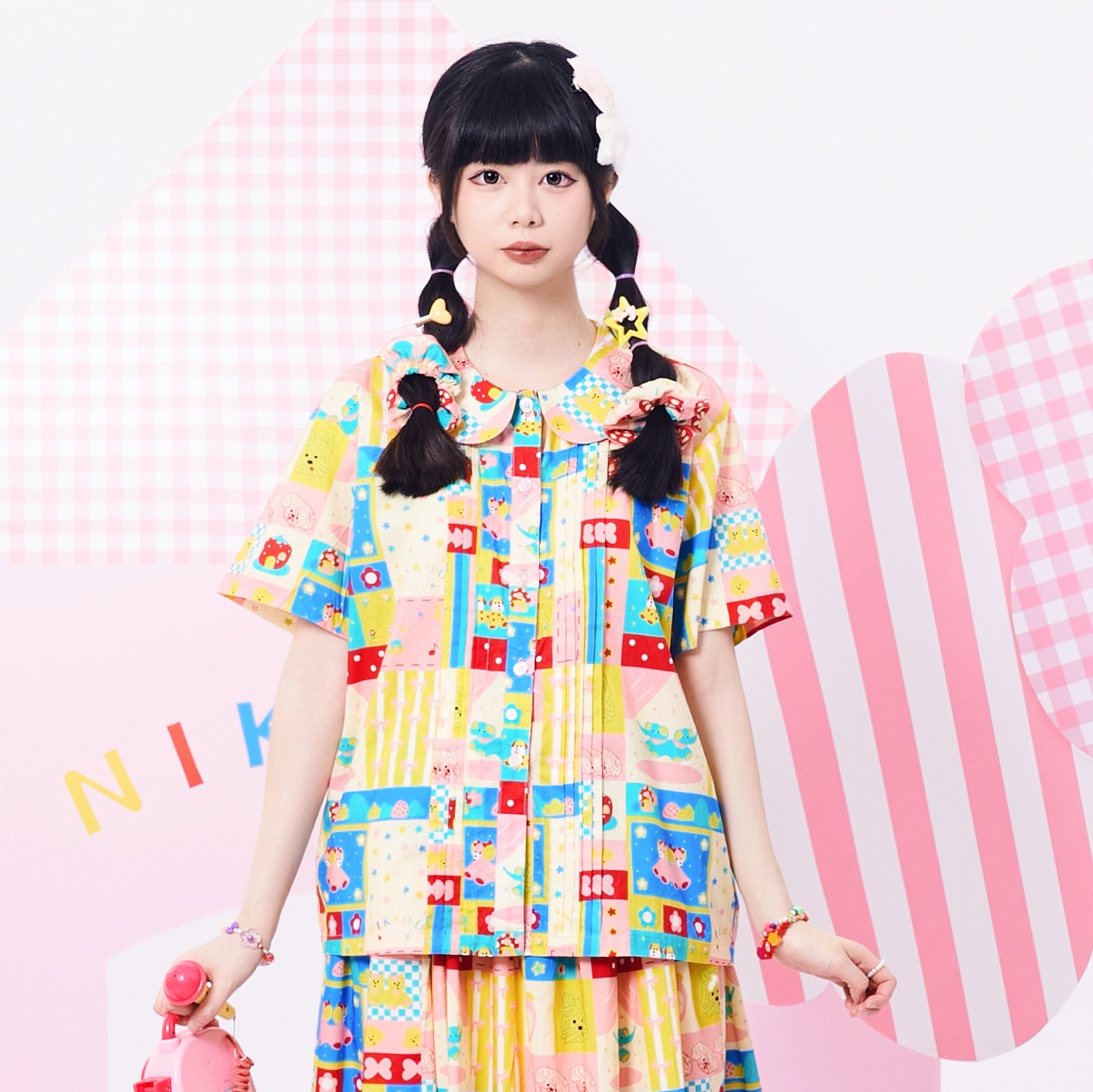 NIKKOU Home Shirt Printed Colorful Shirt – Japanese Showa Style for Gi by Land Decora