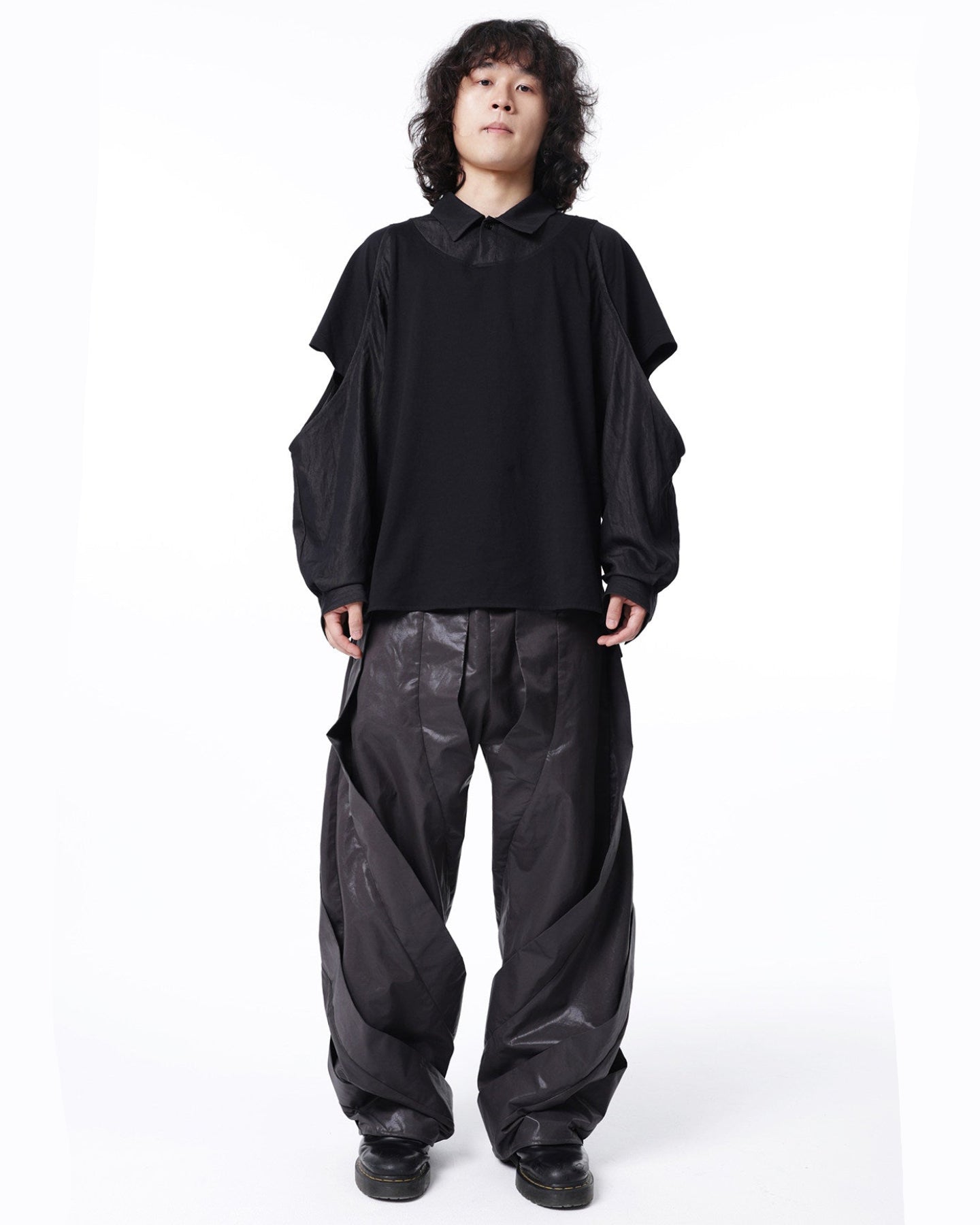 Spiral Draped Waxed Pants by OFFCULTURE