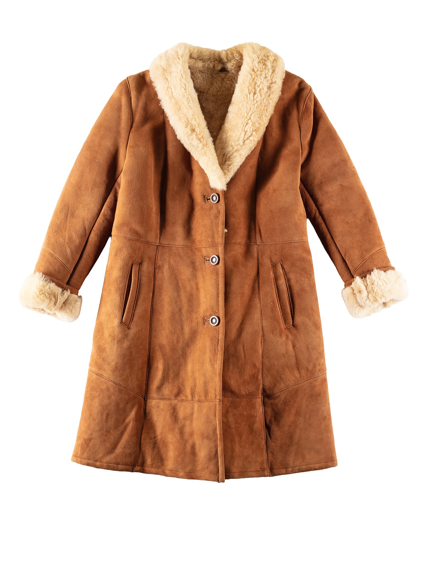 Vintage 70's Women Sheepskin Penny Lane Coat in Camel Brown by Northern Grip