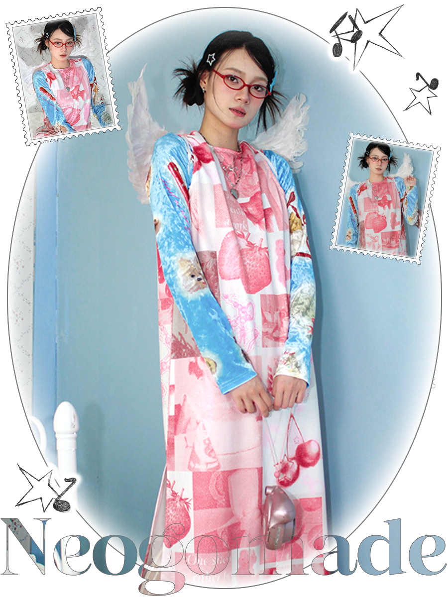 Y2K Pink Retro Spliced Vest Dress - NeogoMade by Land Decora