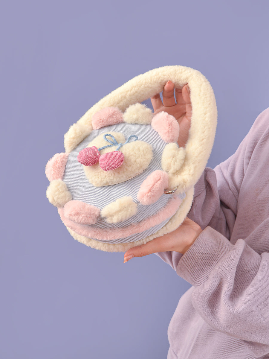Kawaii Cherry Cake Plush Handbag - Cute Soft Bag - ChaCha by Land Decora