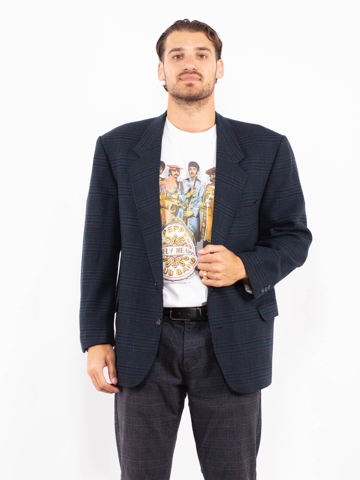 Vintage 70's Men Wool Blazer Jacket in Blue by Northern Grip