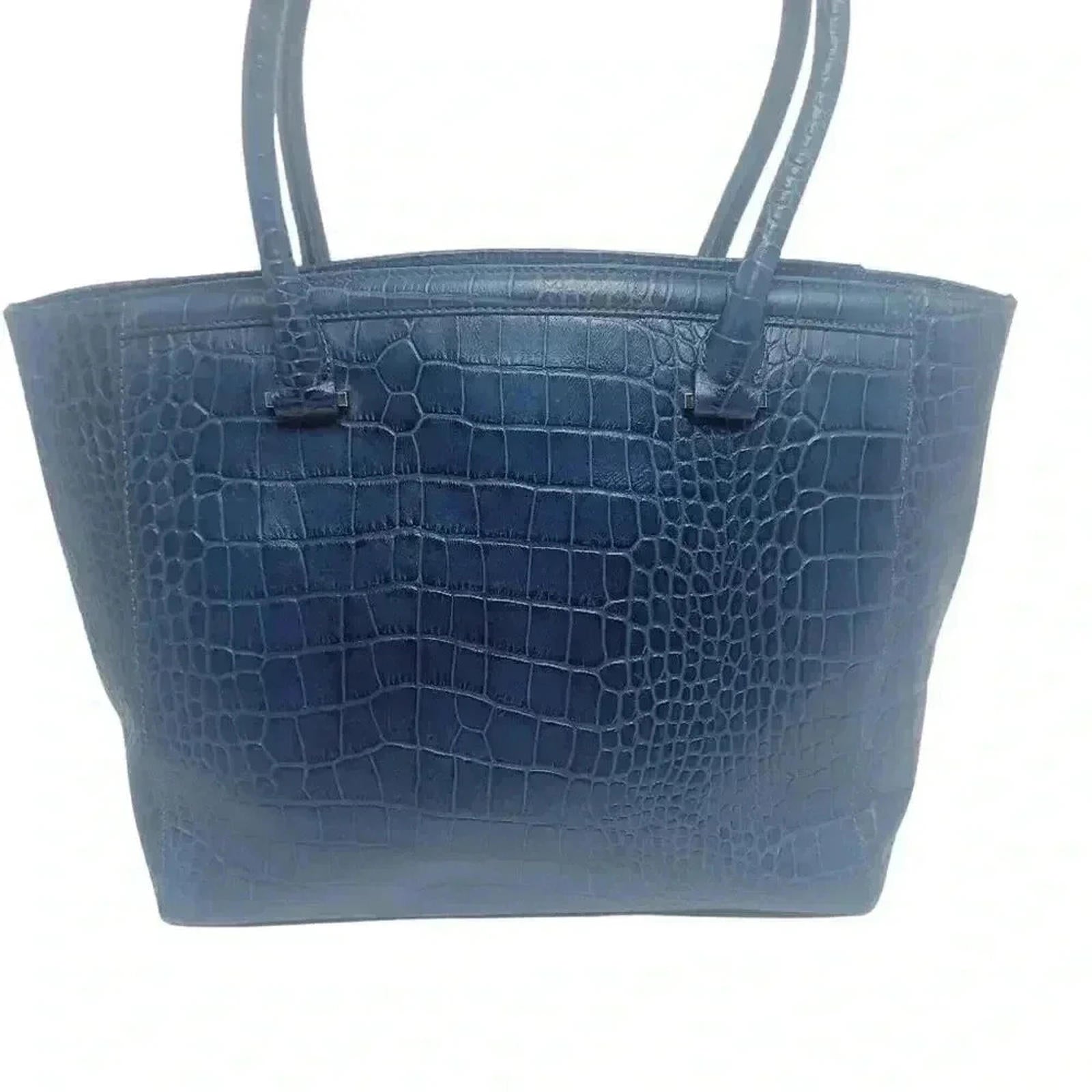 Halogen Blue Faux Crocodile Handbag by Hot Girl Secondhand