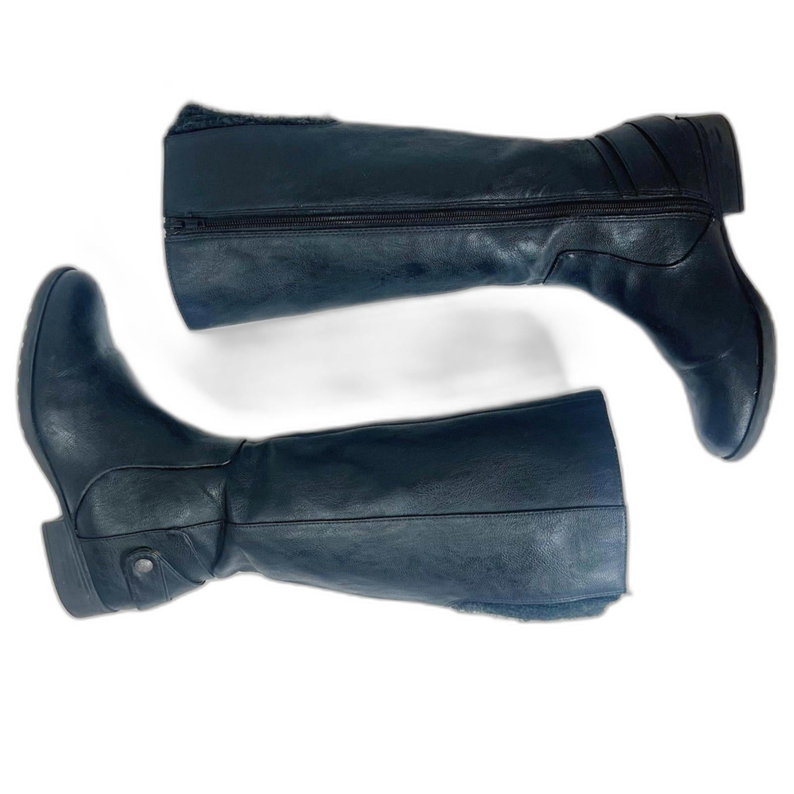 Life Stride X-Amy Black Faux Leather Wide Calf Riding Boots Knee High by Hot Girl Secondhand