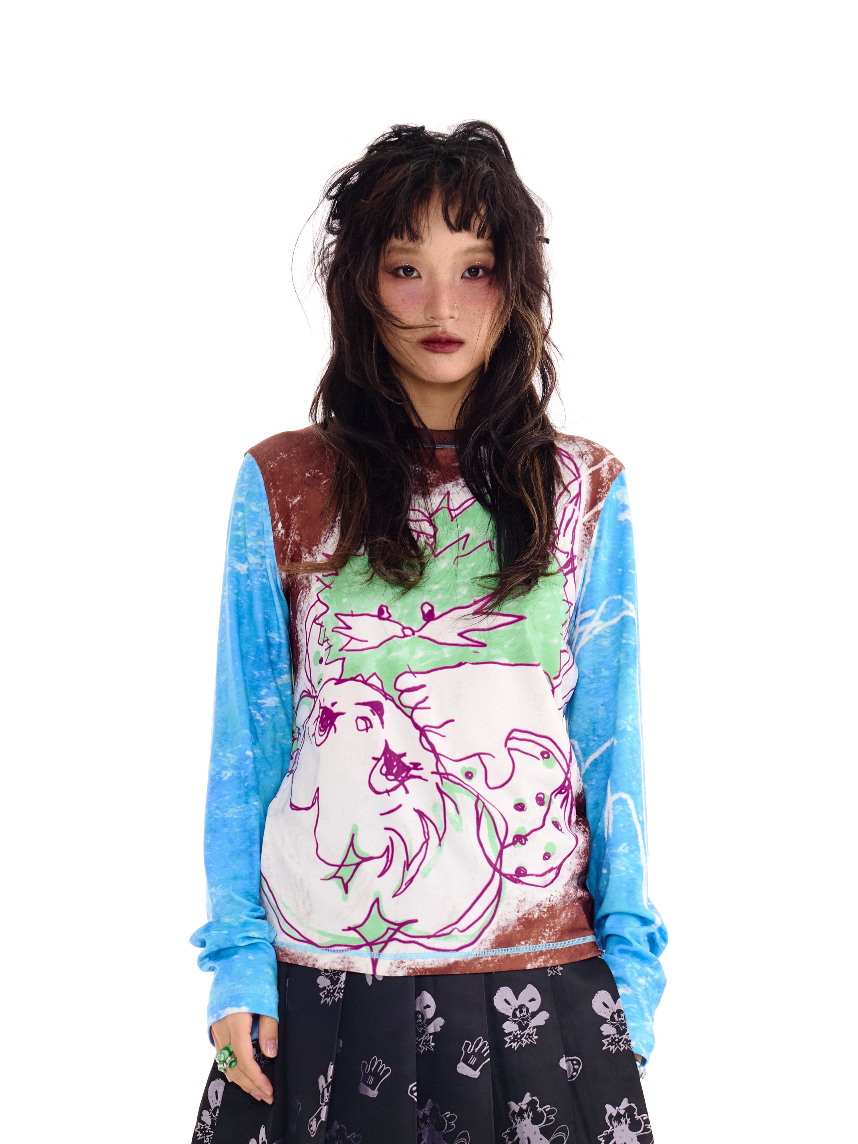 Kawaii Blue Knit T-Shirt - sillysis by Land Decora