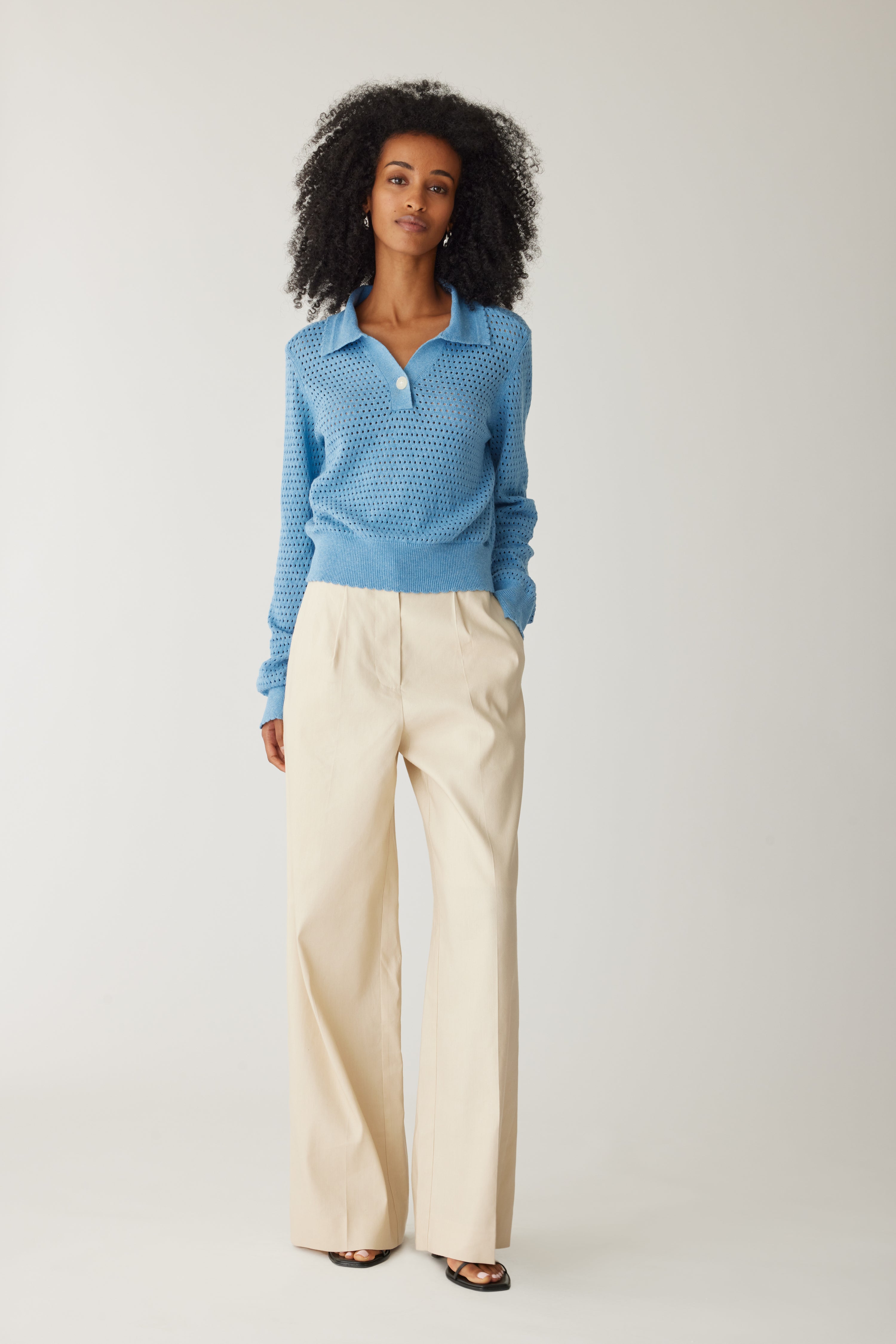 Fern Long Sleeve Knit Sweater in Cameo Blue by Sierra Deene