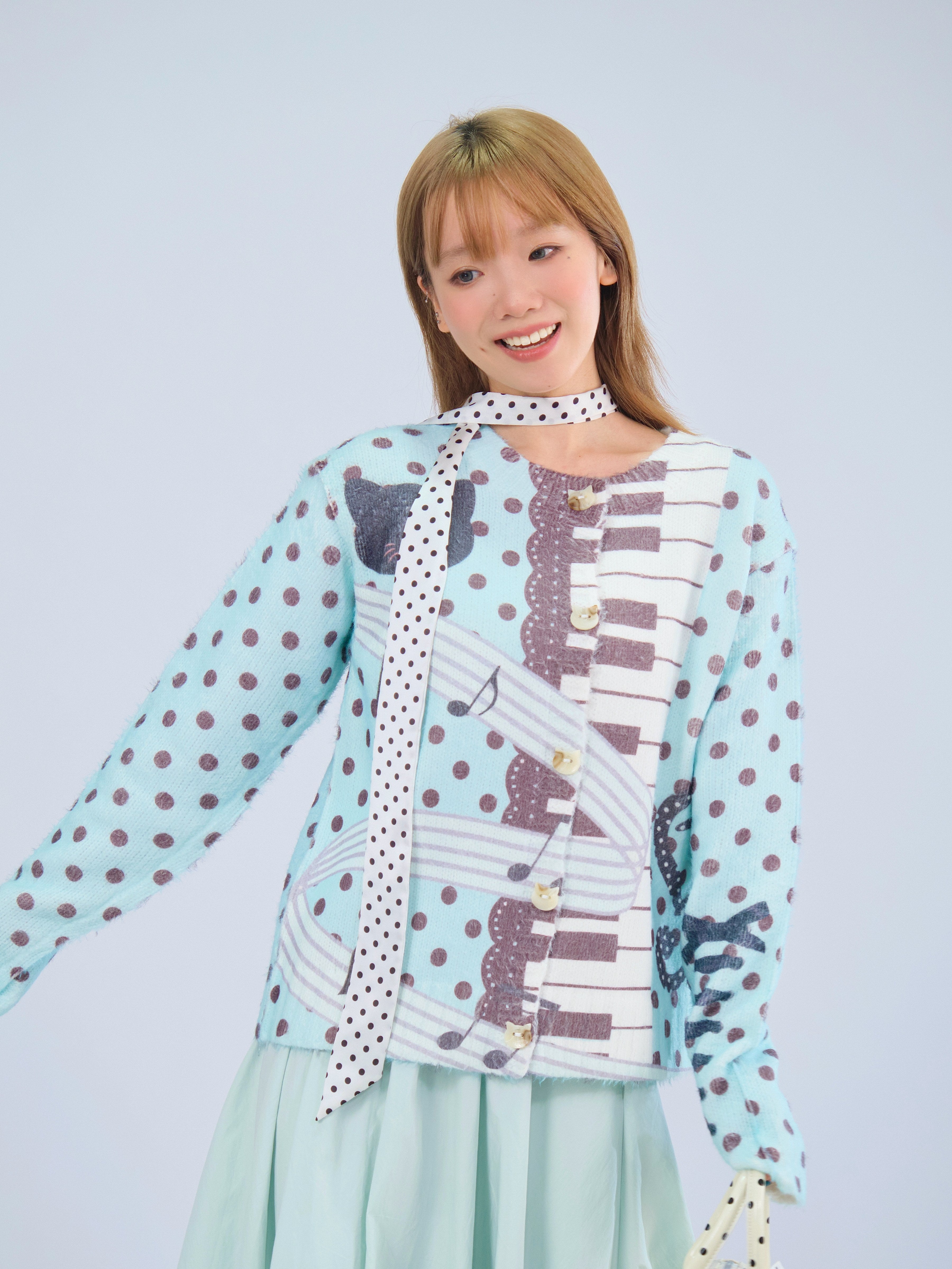 Y2K Knit Cardigan Cropped Soft Slim Fit Retro Vibes - MeowMeow Bug by Land Decora