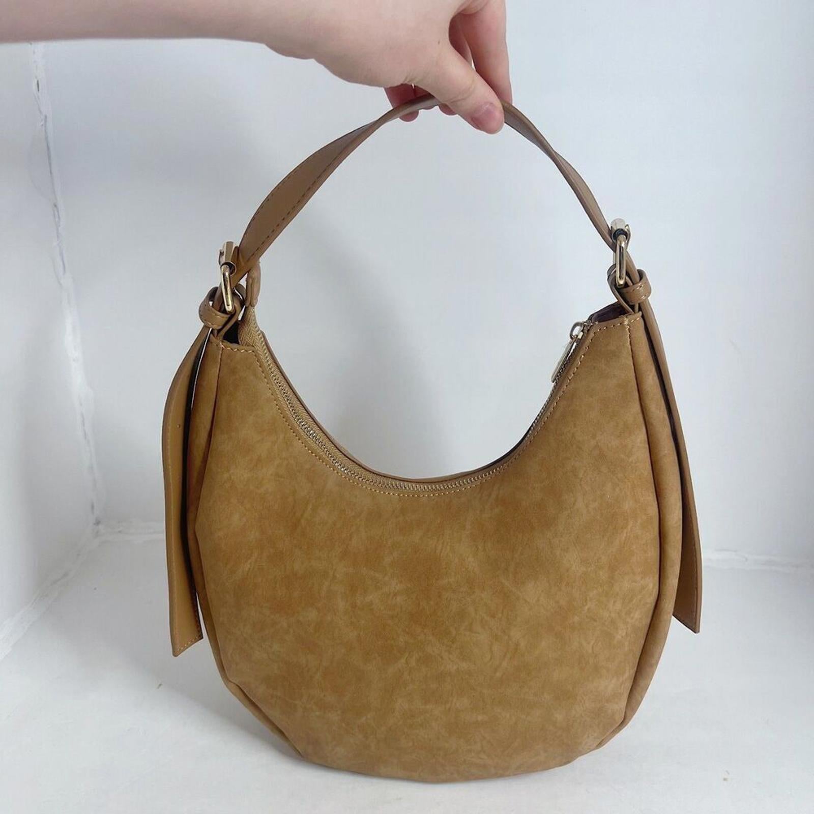 NWOT 4th and Reckless Una Faux Suede Crescent Bag in Brown Purse Handb by Hot Girl Secondhand
