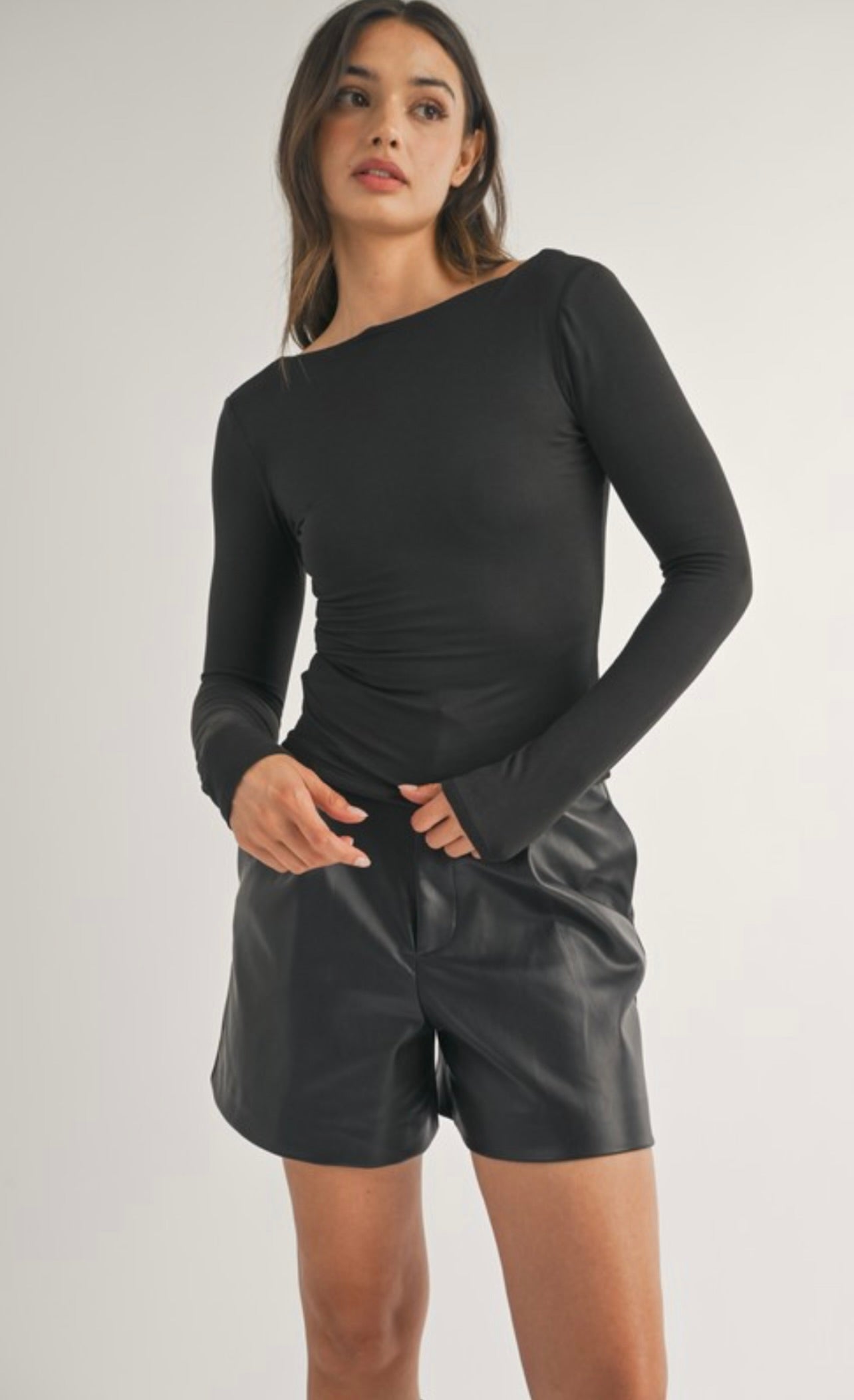 Long Sleeve High Low Long Sleeve Top in Black by Sierra Deene