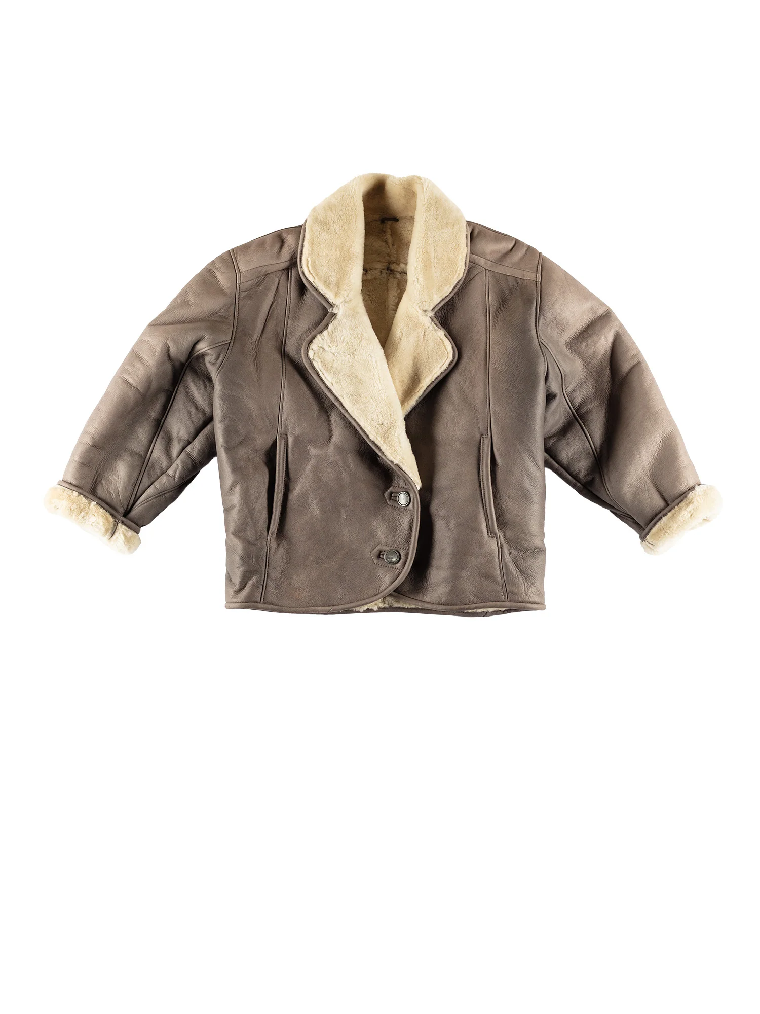 Vintage 80's Women Sheepskin Jacket in Gray by Northern Grip