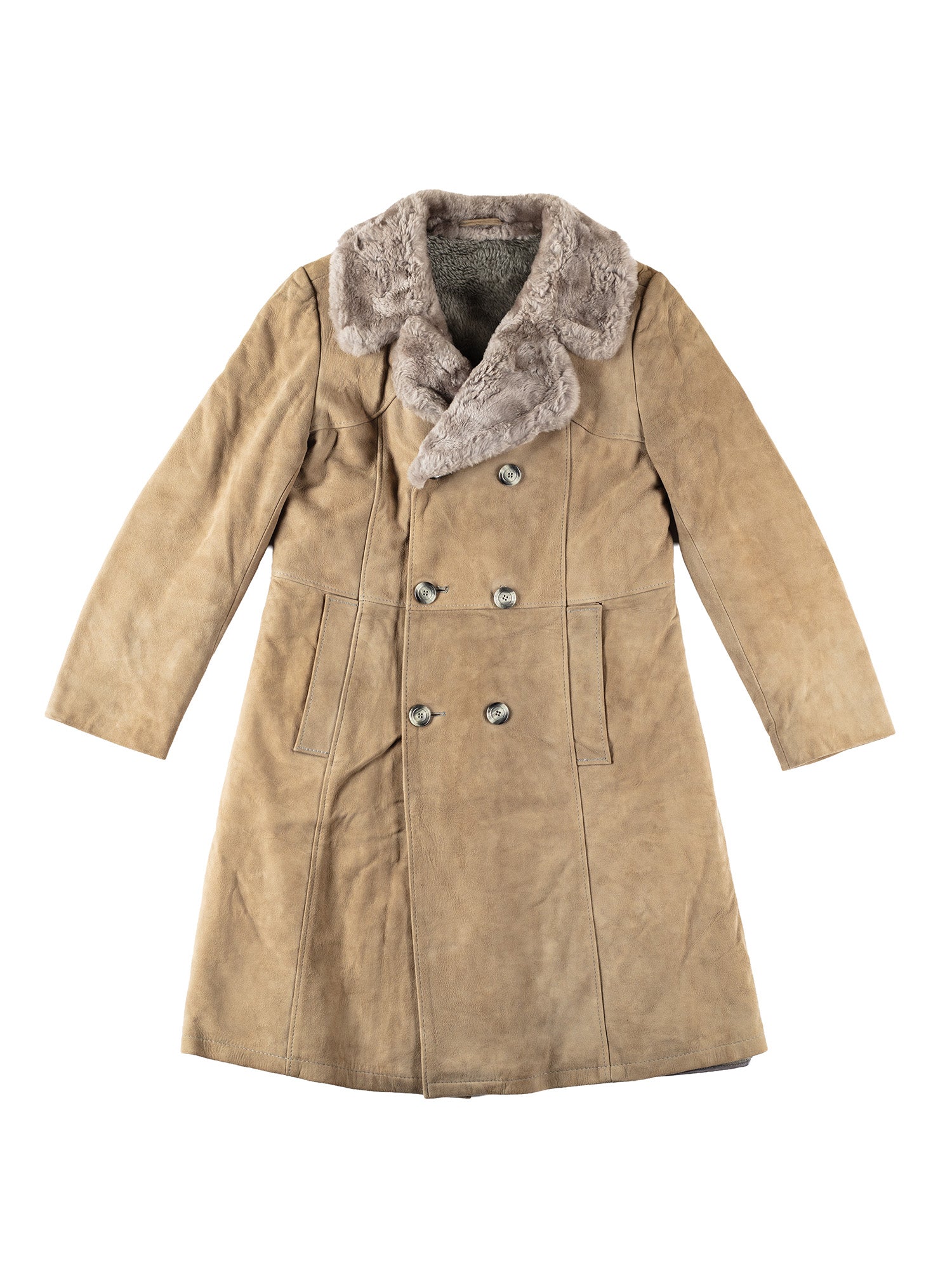 Vintage 70's Men Faux Sheepskin Coat in Beige by Northern Grip