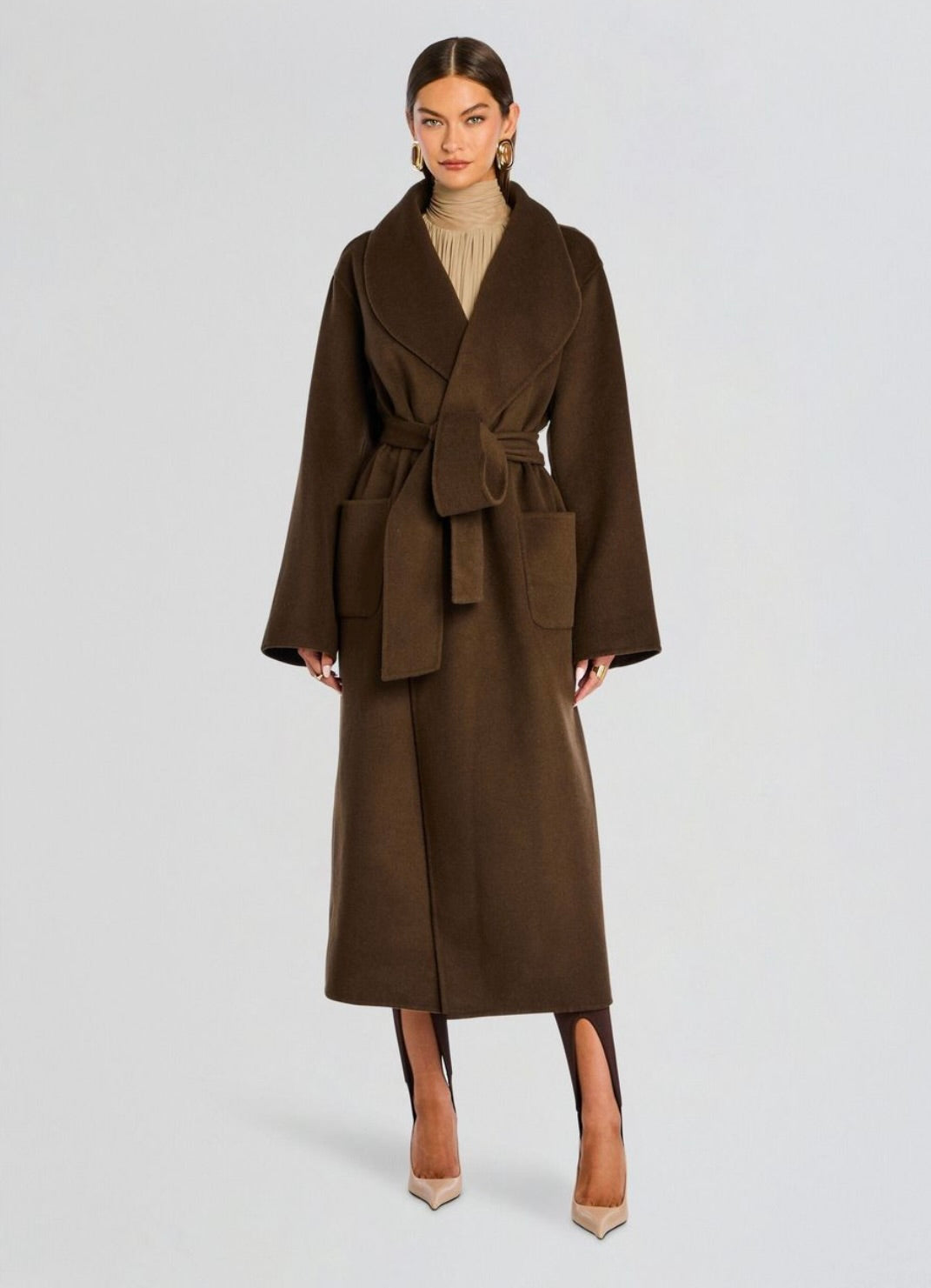 SEROYA Mavis Wool Coat in Slate Brown by Sierra Deene
