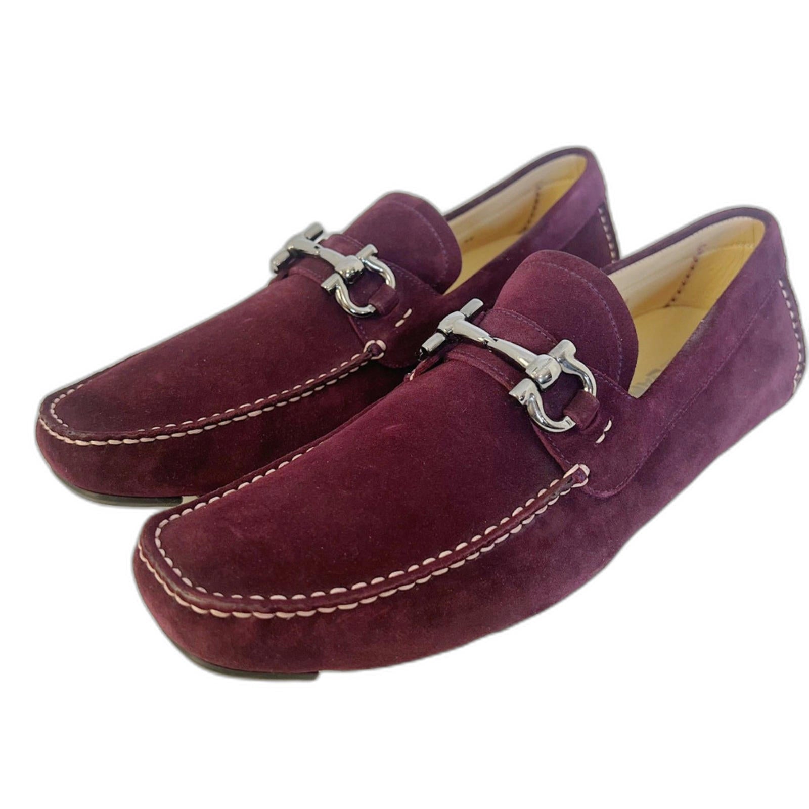 Salvatore Ferragamo Men's Gancini Suede Bit Loafers Purple Plum Men's by Hot Girl Secondhand