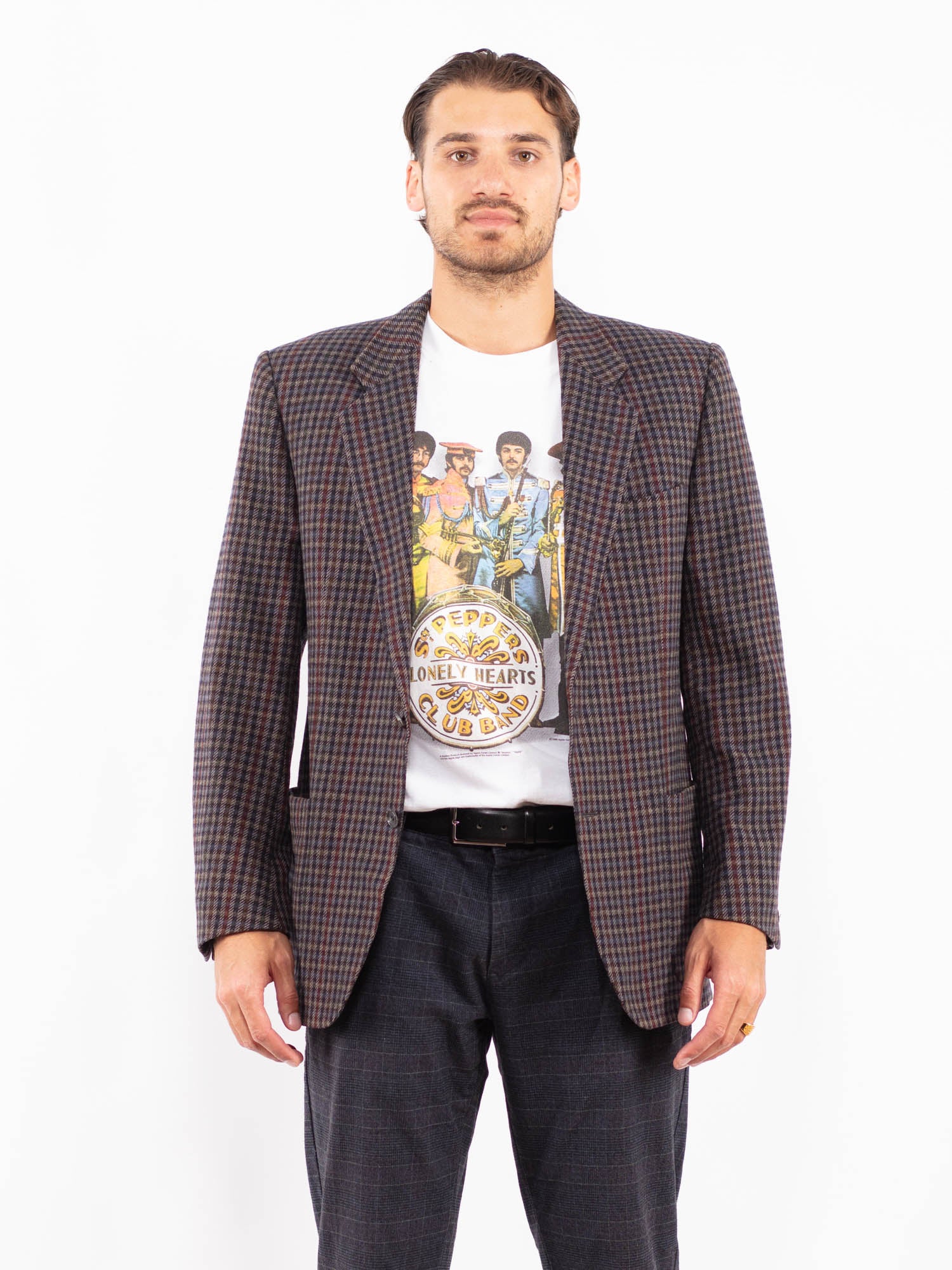 Vintage 70's Men Wool Blazer Jacket in Multi by Northern Grip