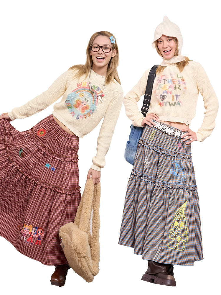 Girly Fashion Iscreamcolour Plaid Graffiti Skirt | Trendy & Playful Style by Land Decora
