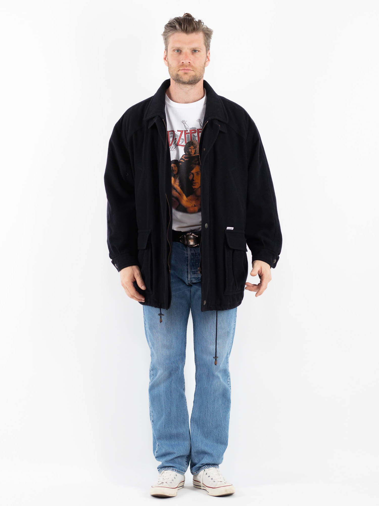 Vintage 90's Men Wool Blend Jacket in Blue by Northern Grip