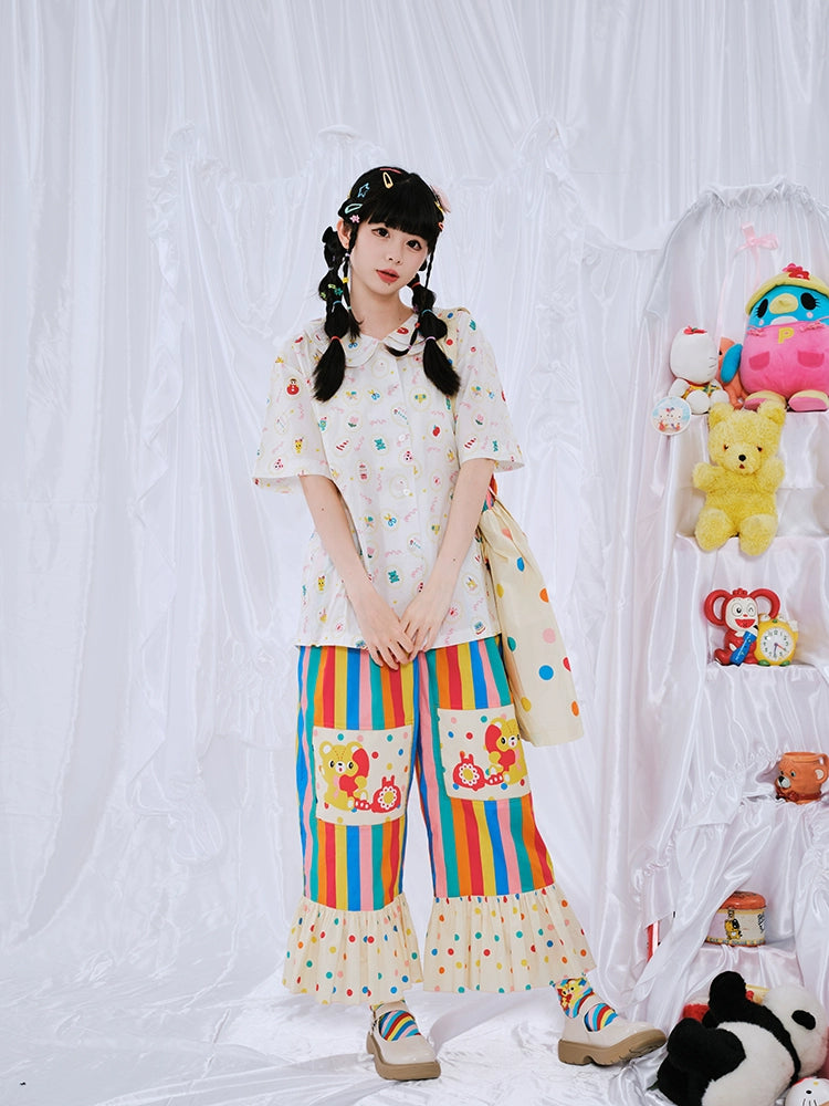 Harajuku Pants Lovely Rainbow Pants Decora Fashion Pants | Nikkou Home by Land Decora