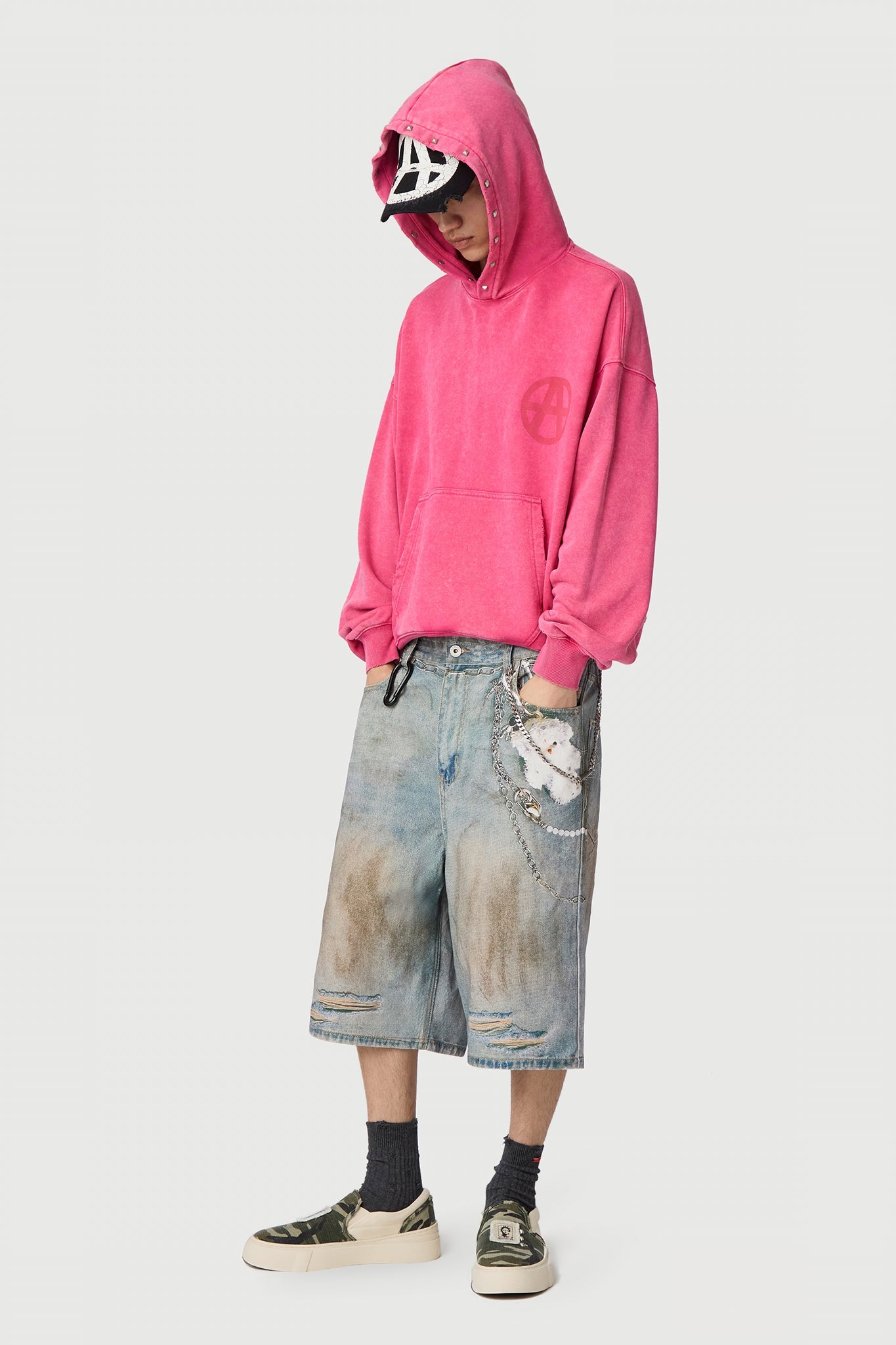 STUDDED ANARCHY HOODIE CANDY PINK by Acupuncture1993