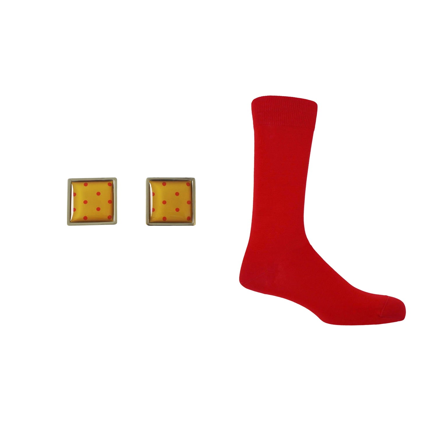 Groom's Set - Classic Red Socks & Honey Cufflink by Peper Harow