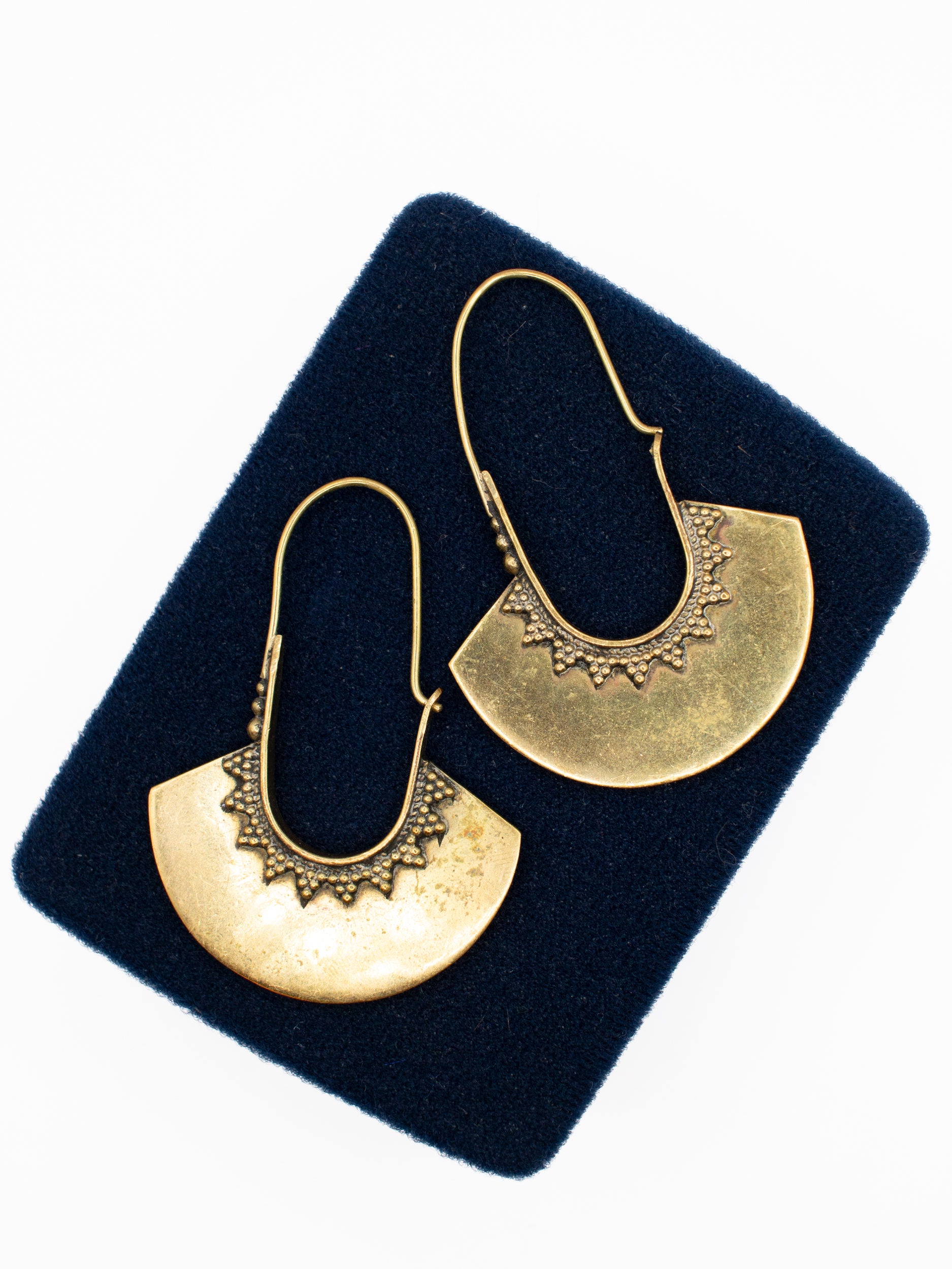 Vintage 90's Brass Tribal Hoop Earrings by Northern Grip