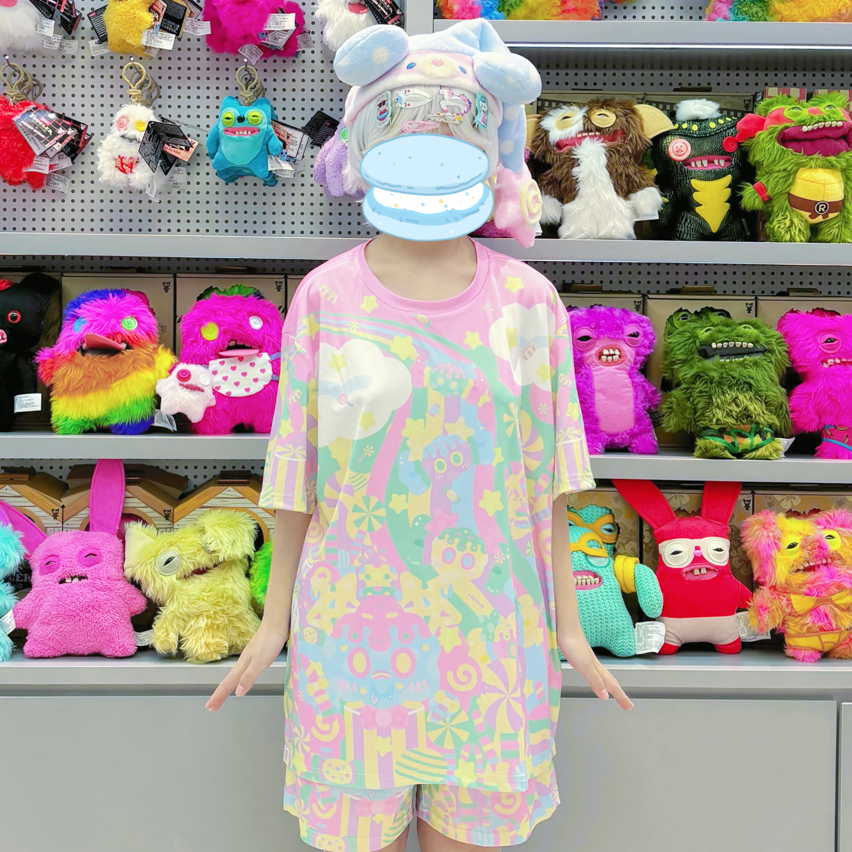 Pastel Macaron Decora Kei Set | Japanese Subculture T-Shirt & Shorts by Land Decora