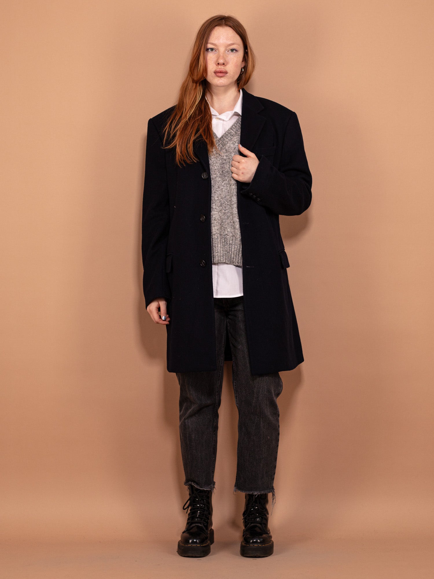 Vintage 90's Women Wool Blend Coat in Blue by Northern Grip
