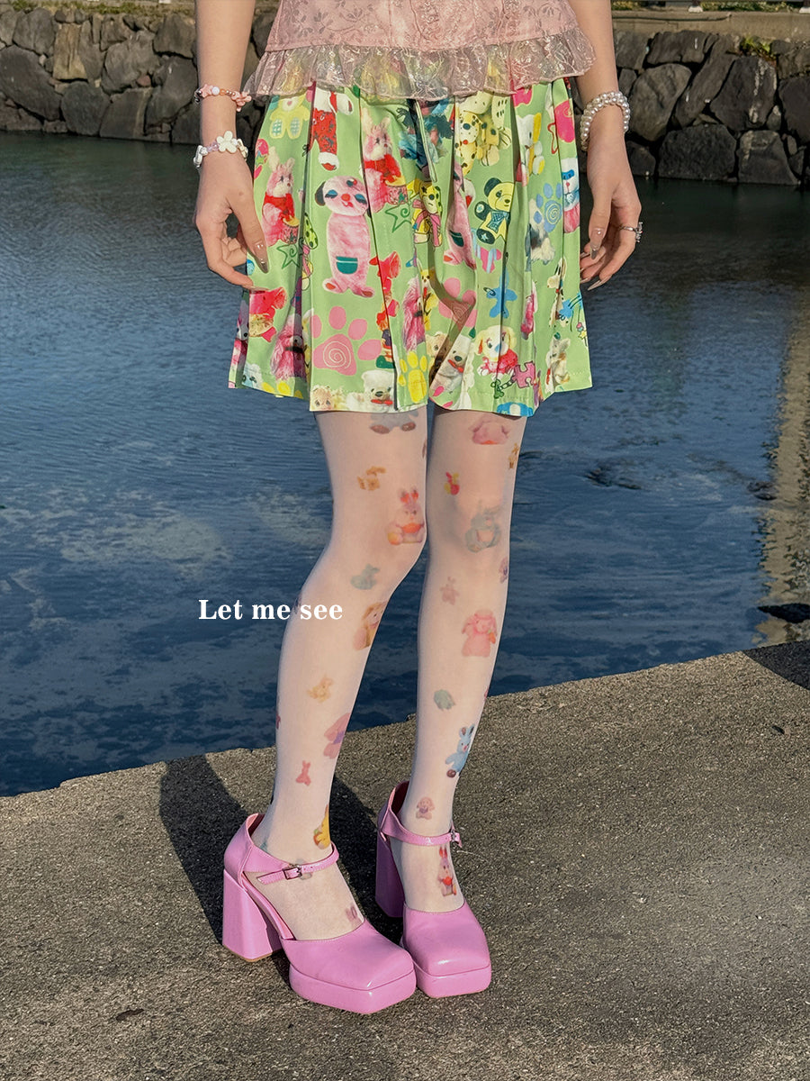 LET ME SEE Cartoon Anime Print Tights | Cute Personalized Leggings by Land Decora