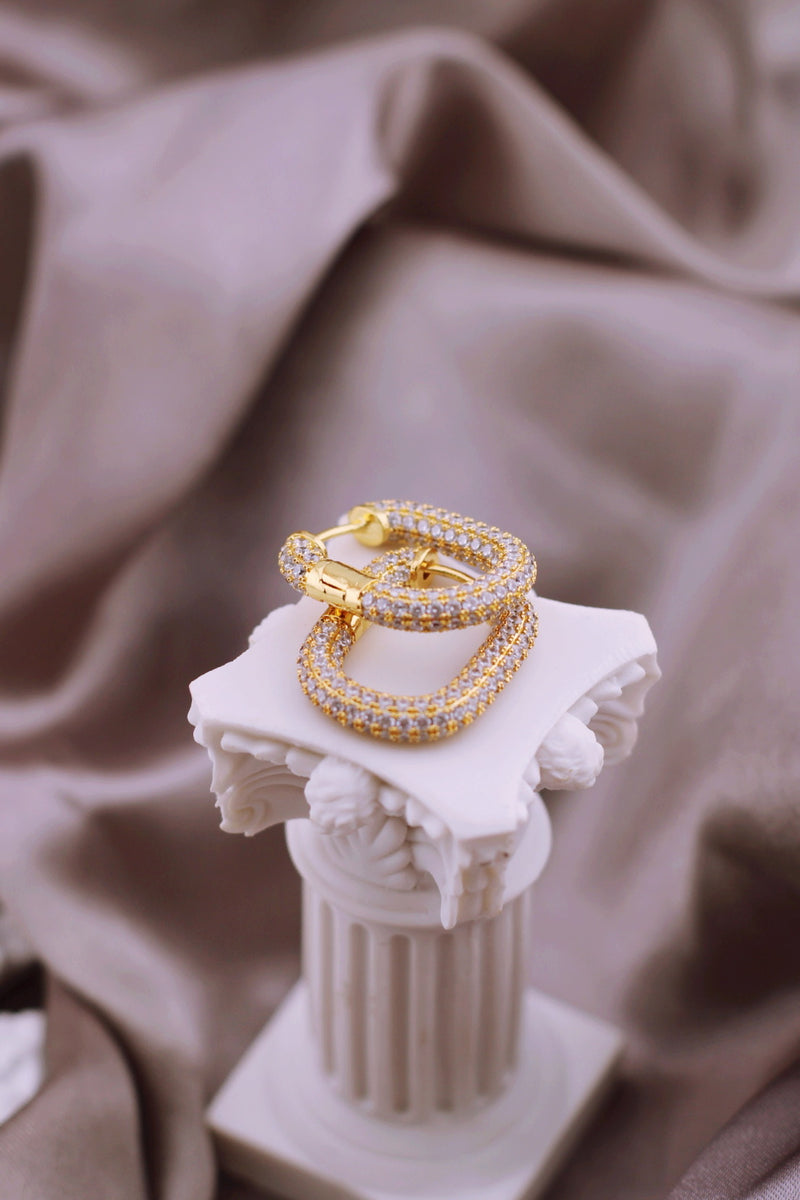 CRYSTAL SERENITY HOOPS IN GOLD (18K GOLD PLATED & WATERPROOF) by RAËLIV