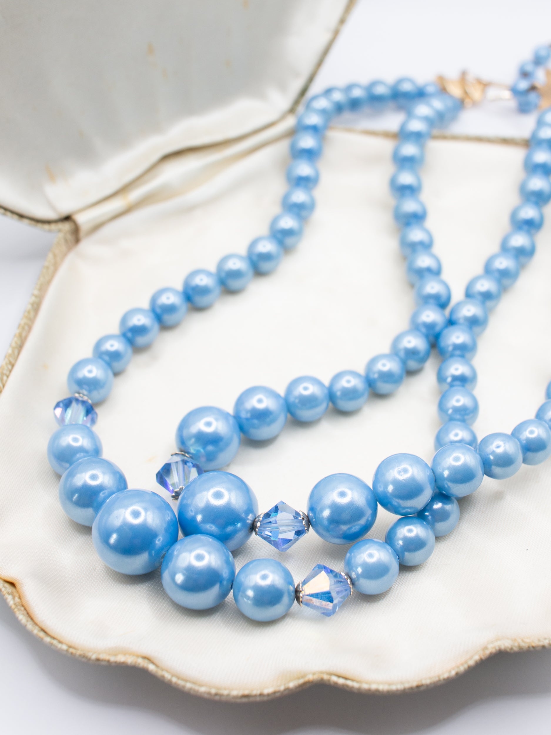 Vintage 50's Japan Blue Beaded Necklace by Northern Grip