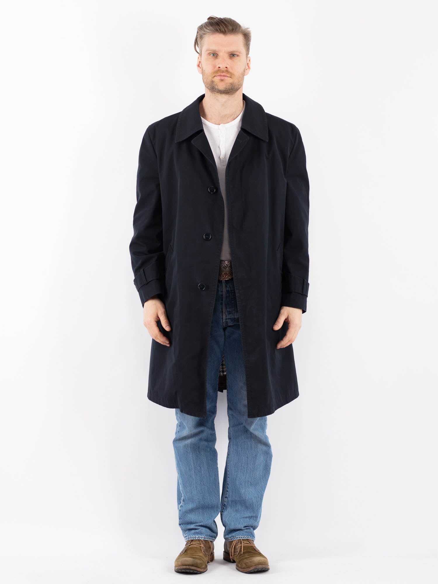 Vintage 70's Men Mac Coat in Blue by Northern Grip