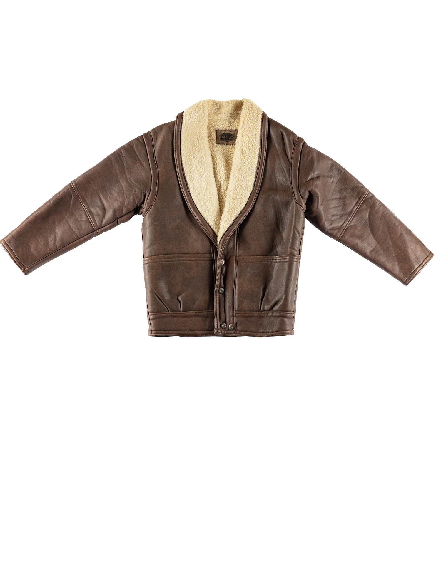 Vintage 80's Men Faux Sheepskin Coat in Brown by Northern Grip
