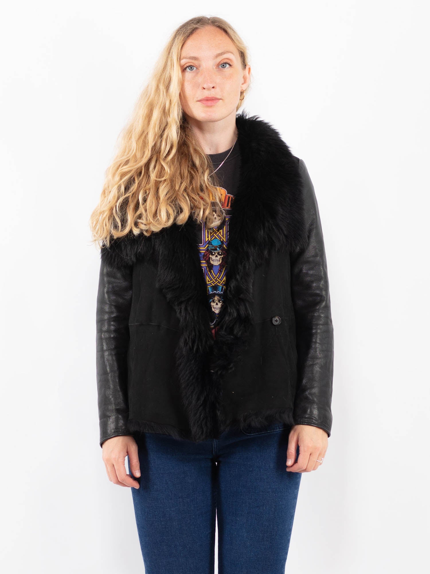 Vintage 90's Penny Lane Sheepskin Jacket in Black by Northern Grip