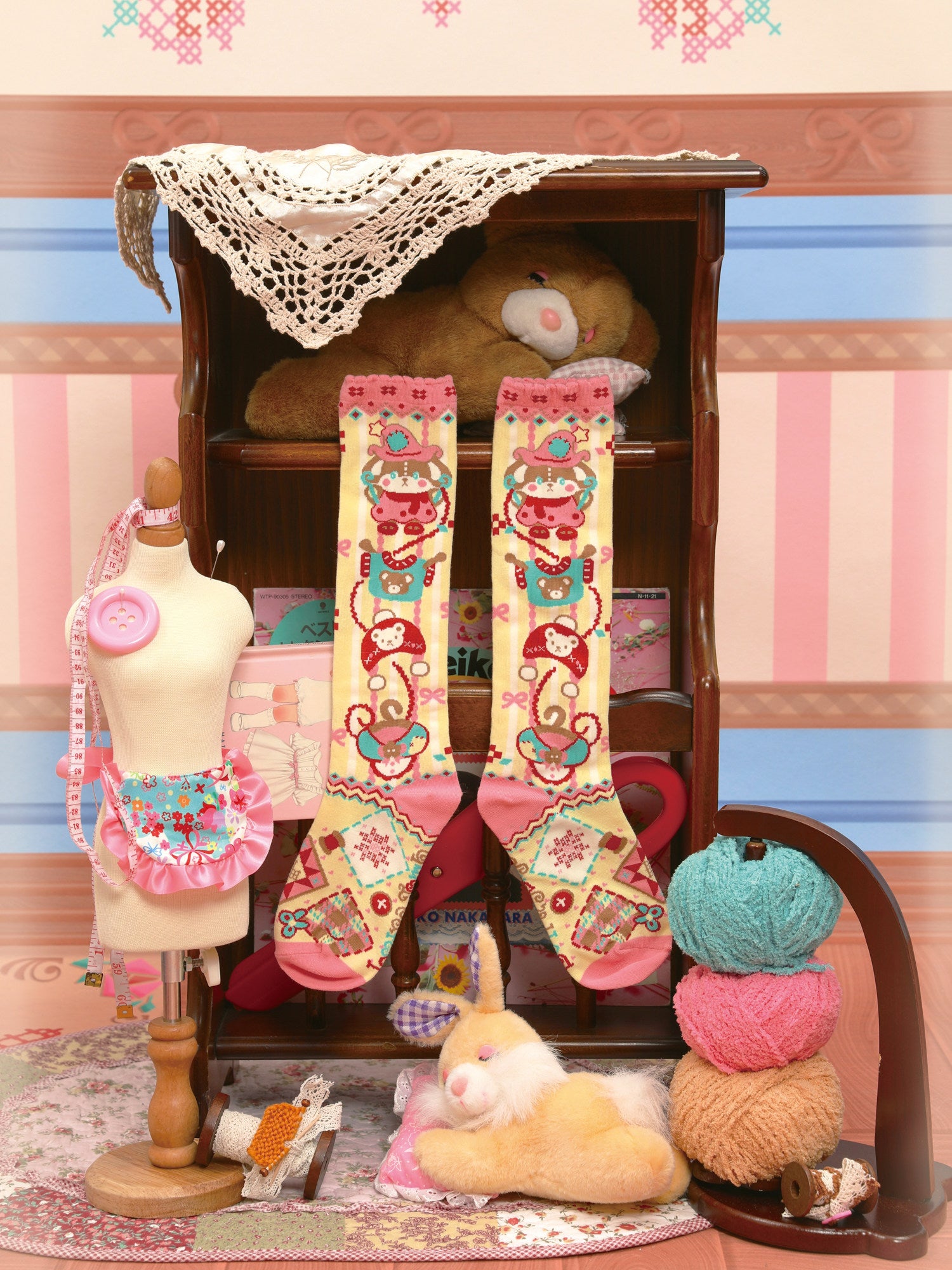 Decora Kei Bunny Stripe Knee Socks - LutraJump by Land Decora