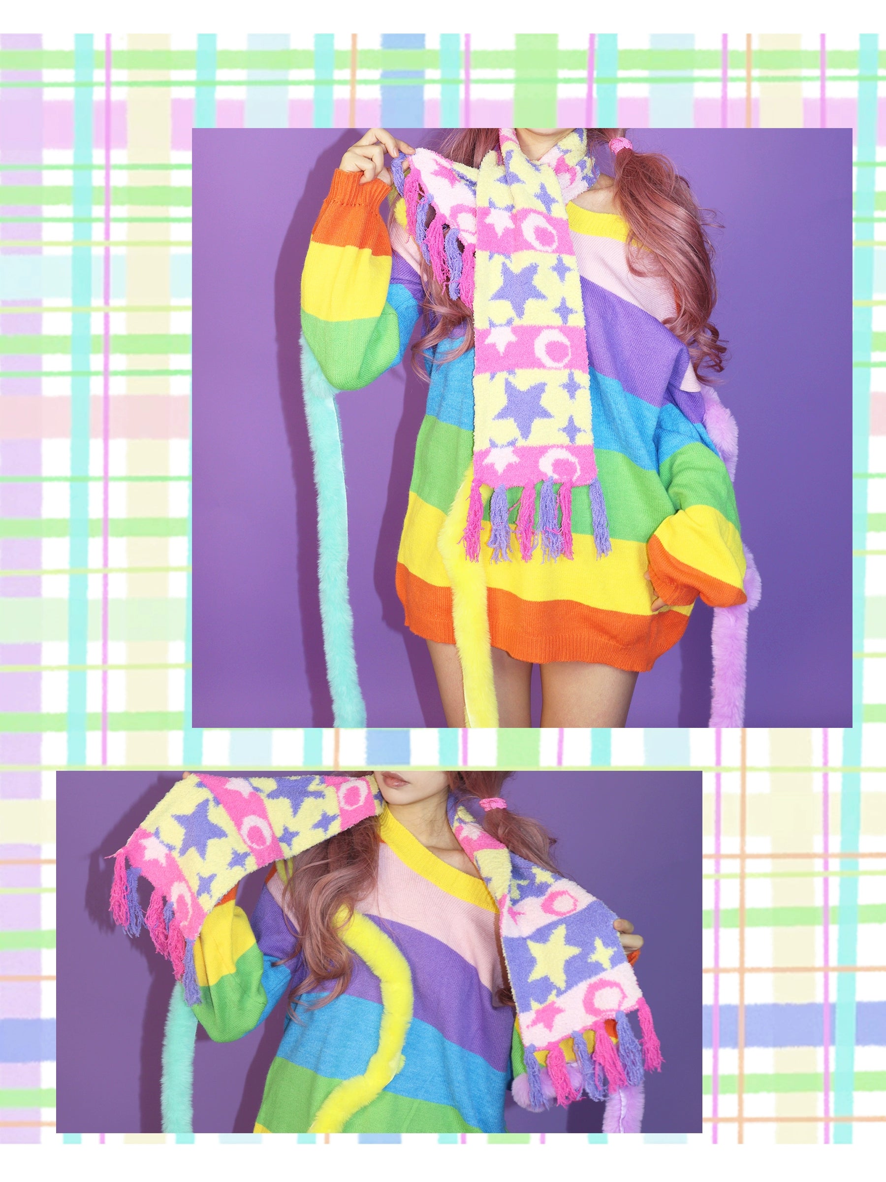 Decora Scarf Star Knitted Scarf | Bright Winter Scarf | Leerroo Fashion by Land Decora