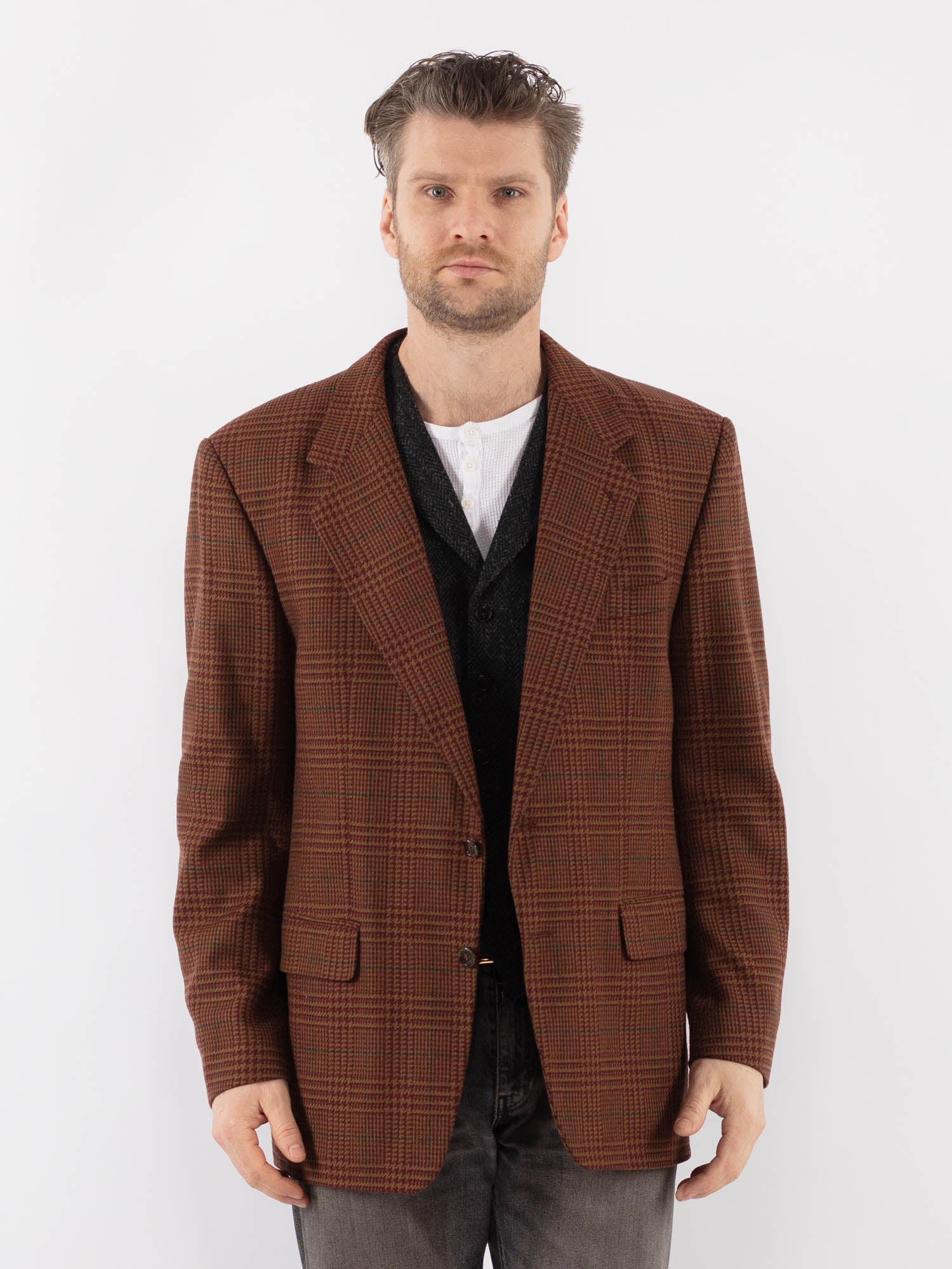 Vintage 70's Men Wool Blazer Jacket in Brown by Northern Grip