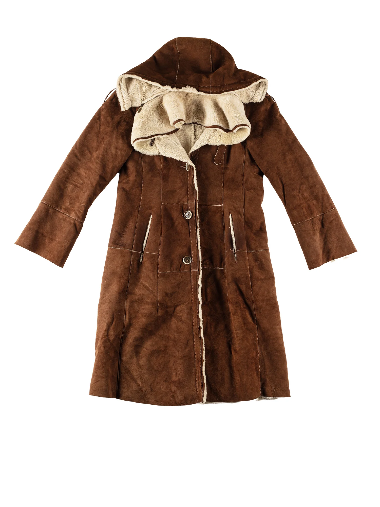 Vintage 70's Women Hooded Penny Lane Sheepskin Coat in Brown by Northern Grip