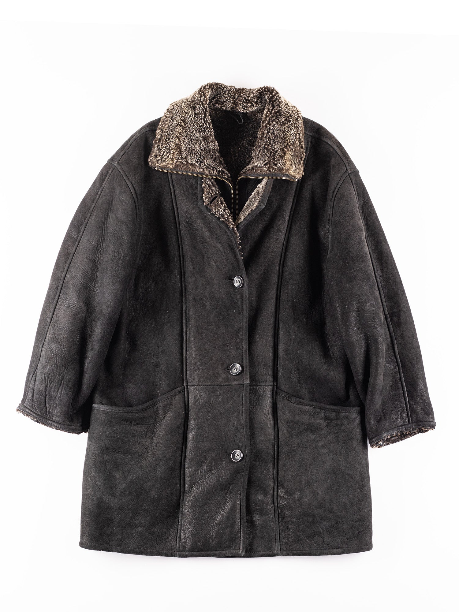 Vintage 00's Women Sheepskin Coat in Black by Northern Grip